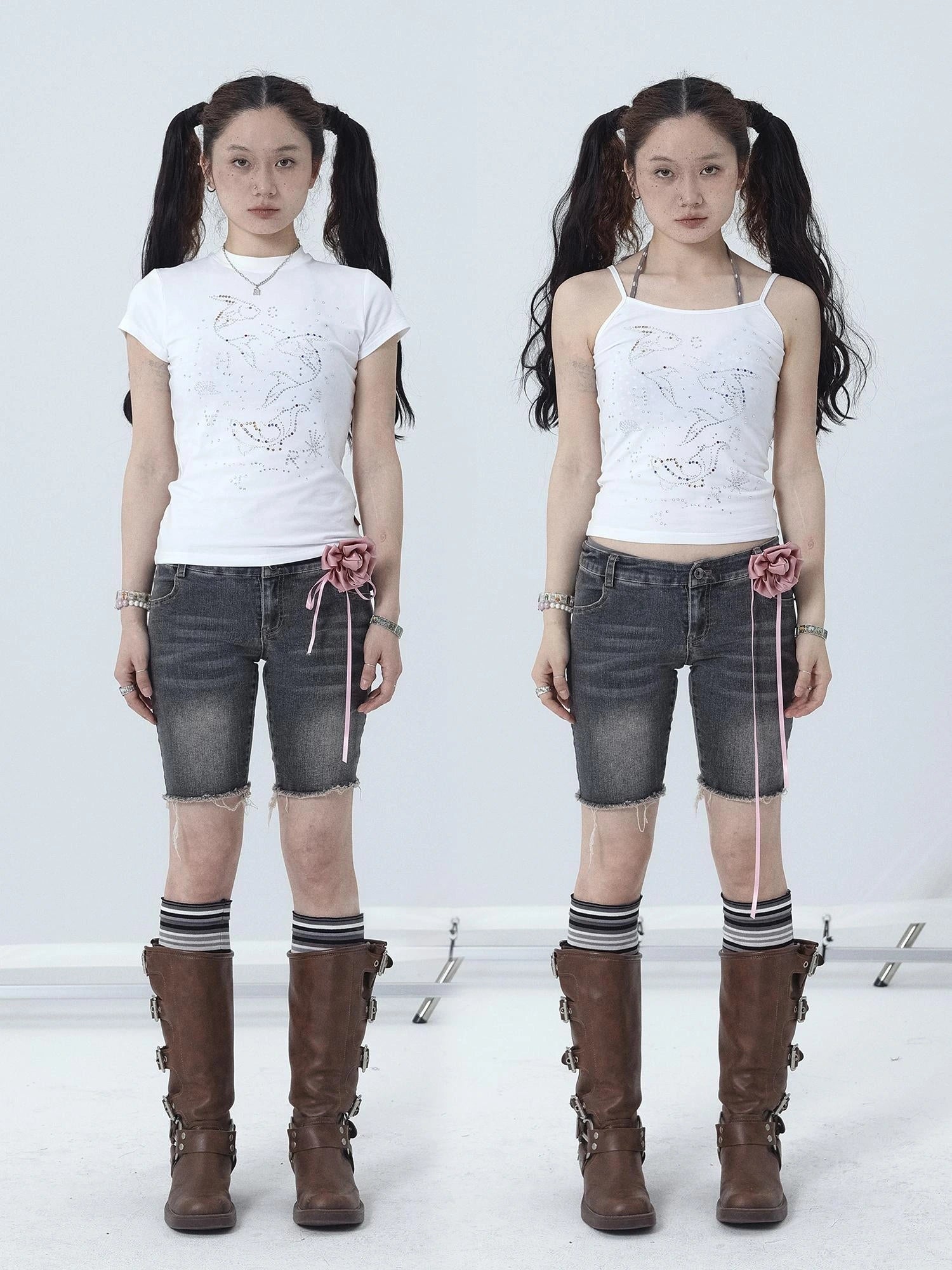 Tropical Fish Rhinestone Summer Tee & Tank Top Set