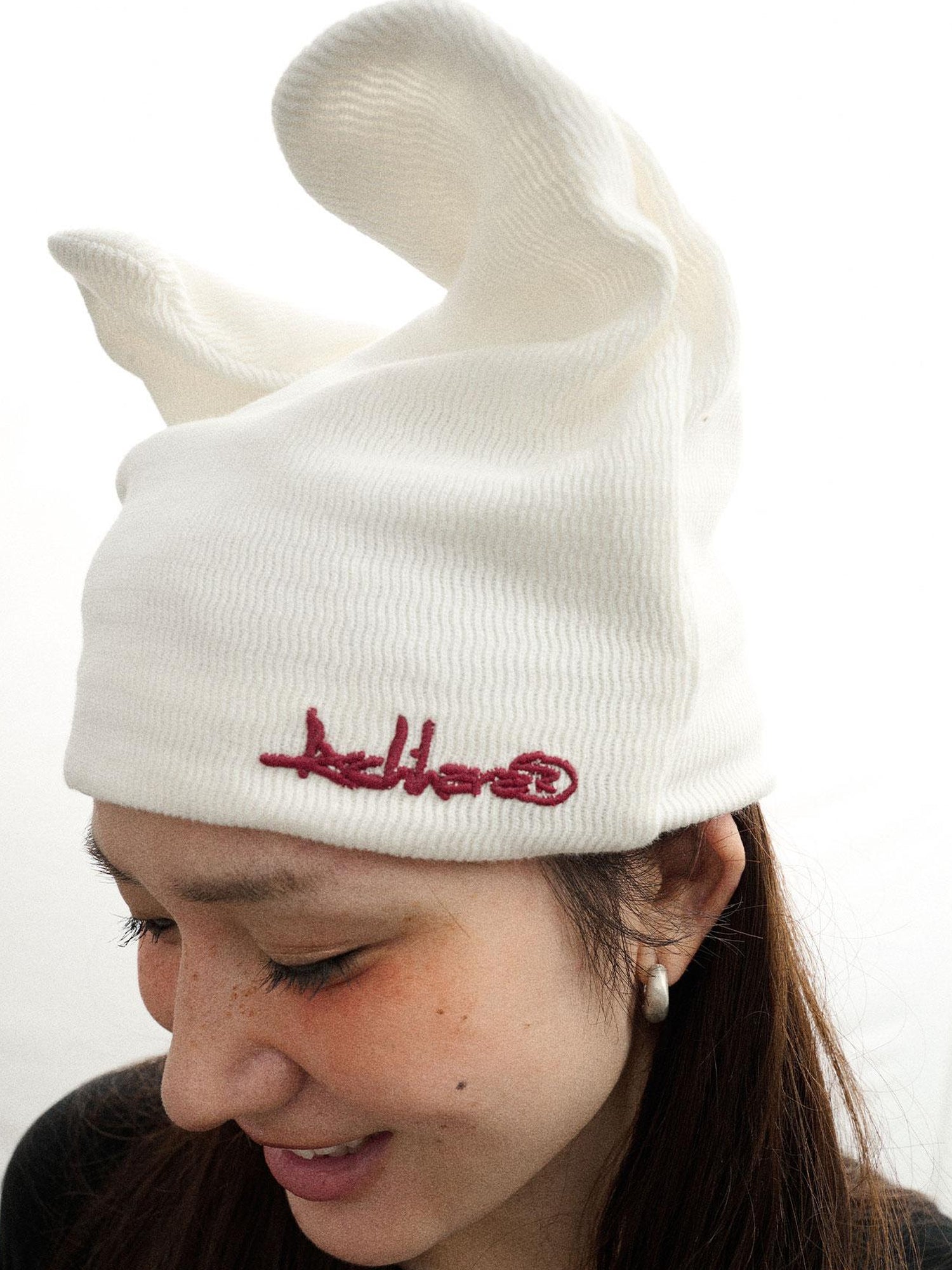 Achihara Twist Ear Knit Cap With Adjustable Cat Ears