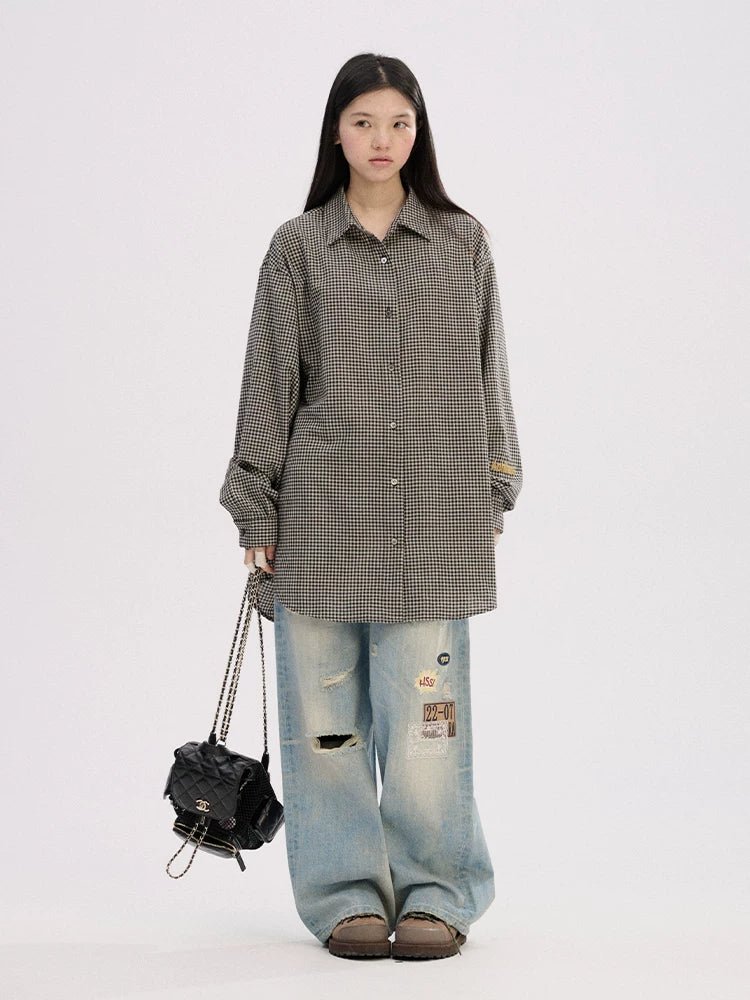 Achihara Ultralight Commuter Straight Midlength Plaid Lapel Longsleeve Shirts-5
