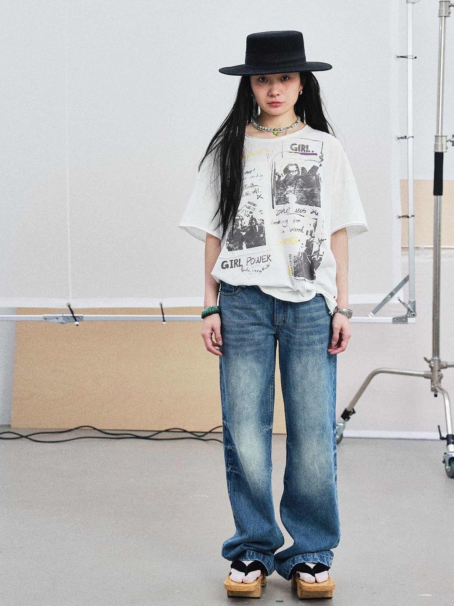 Achihara Unisex Graphic Tee Girl Power Black White