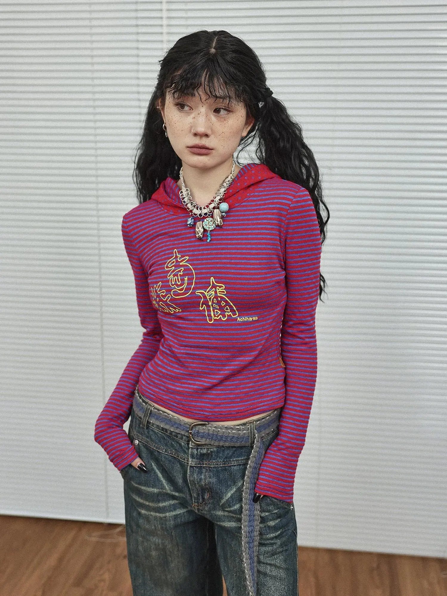 Universe Stripe Hoodie Soft Vintage Print Tee