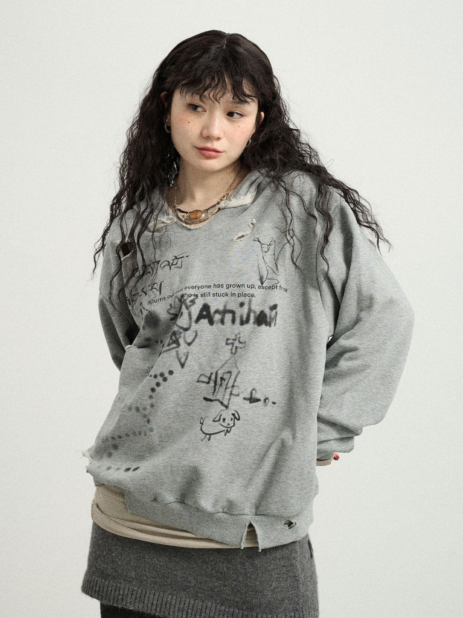 Achihara Utopia Distressed Hoodie