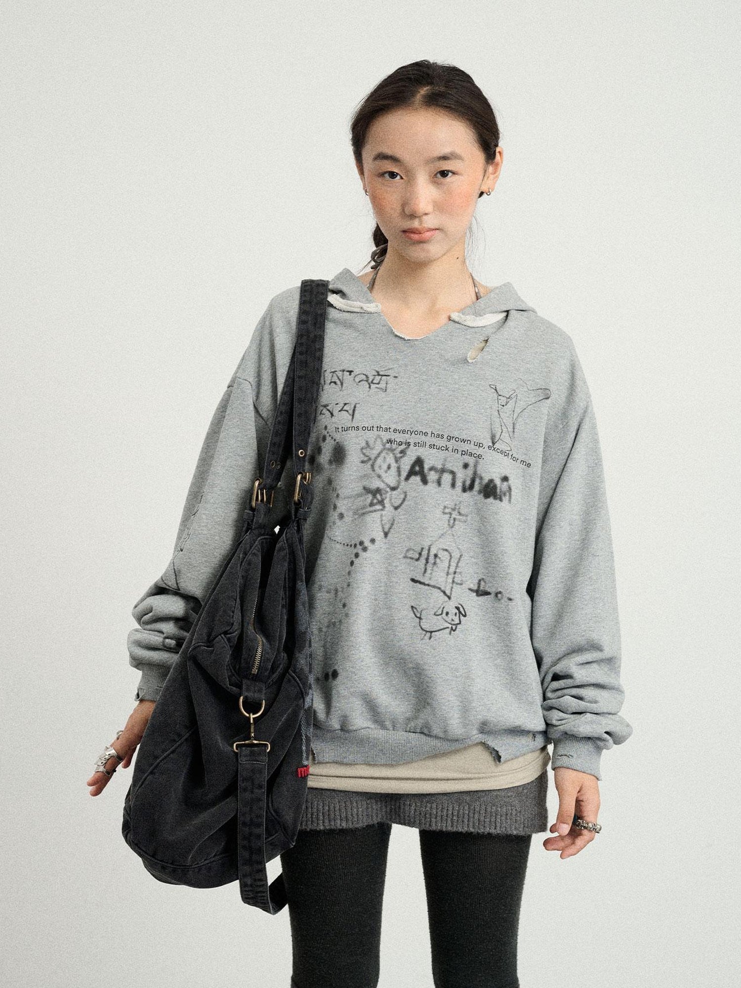 Achihara Utopia Distressed Hoodie