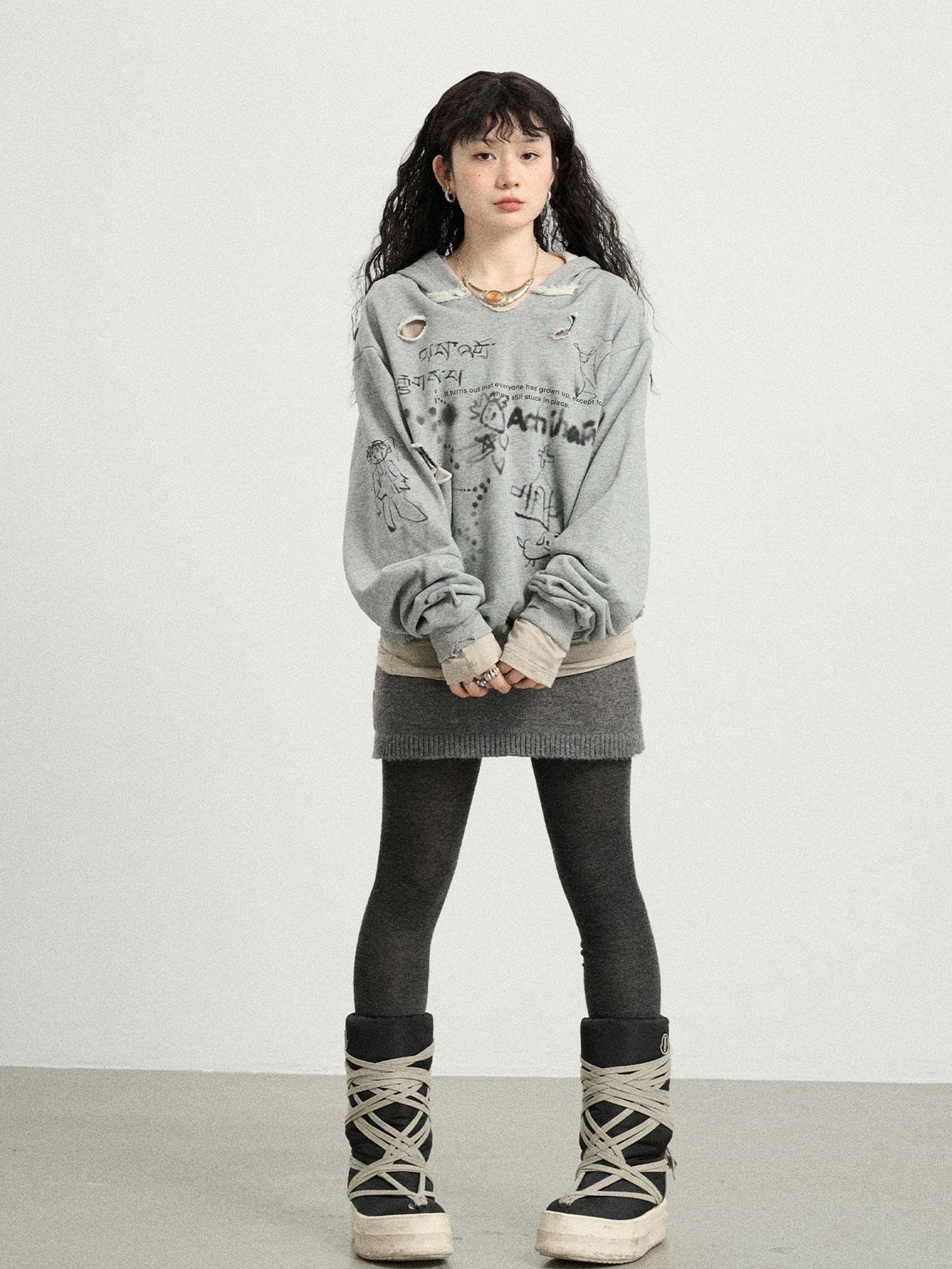 Achihara Utopia Distressed Hoodie