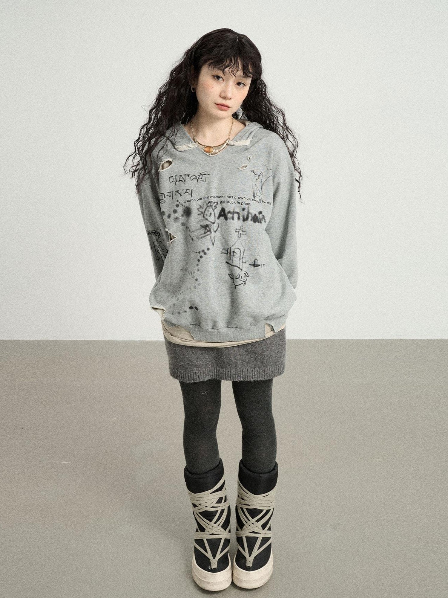 Achihara Utopia Distressed Hoodie