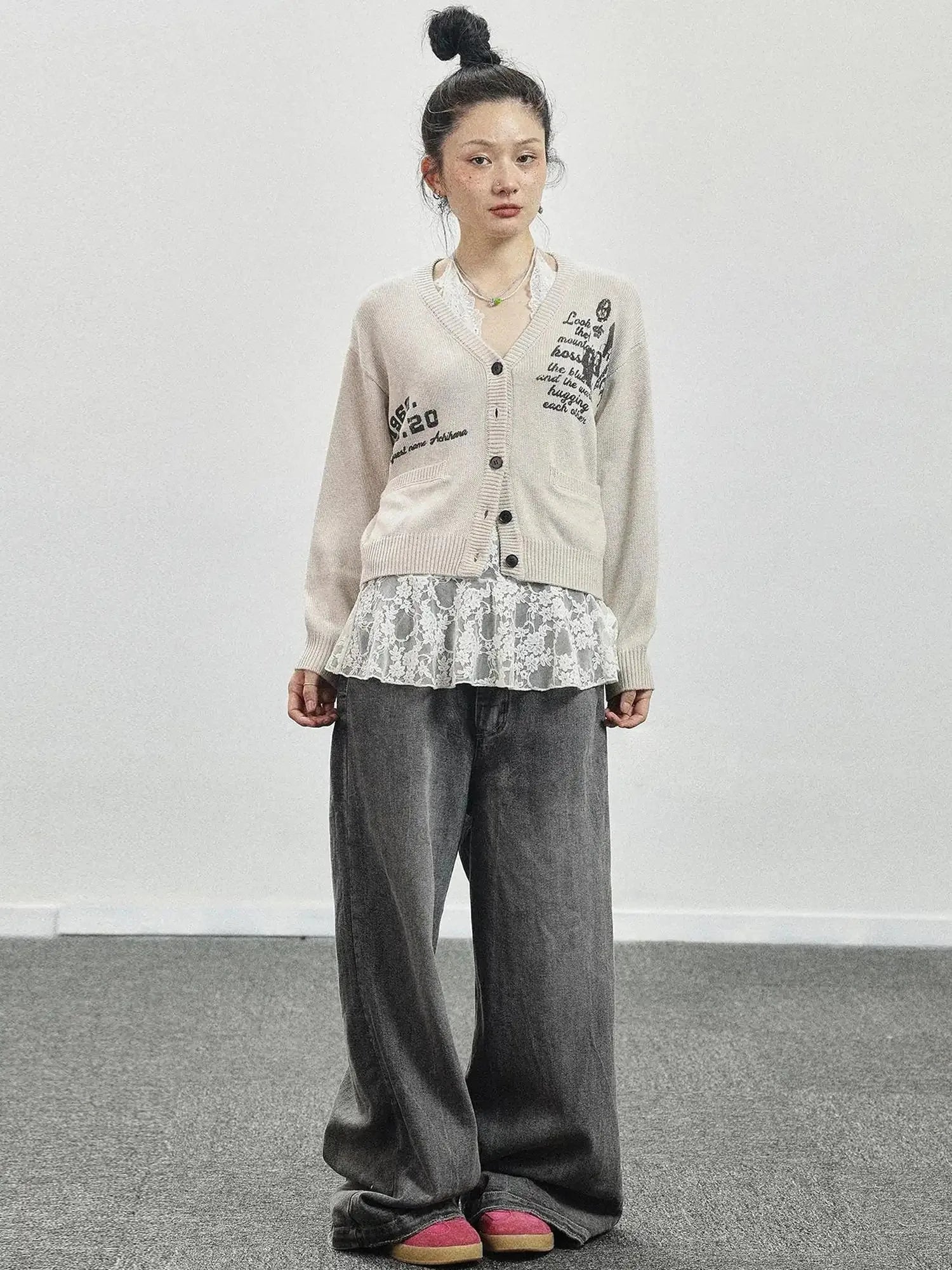 Vintage Love Knit Sweater With Lennon Ono Print