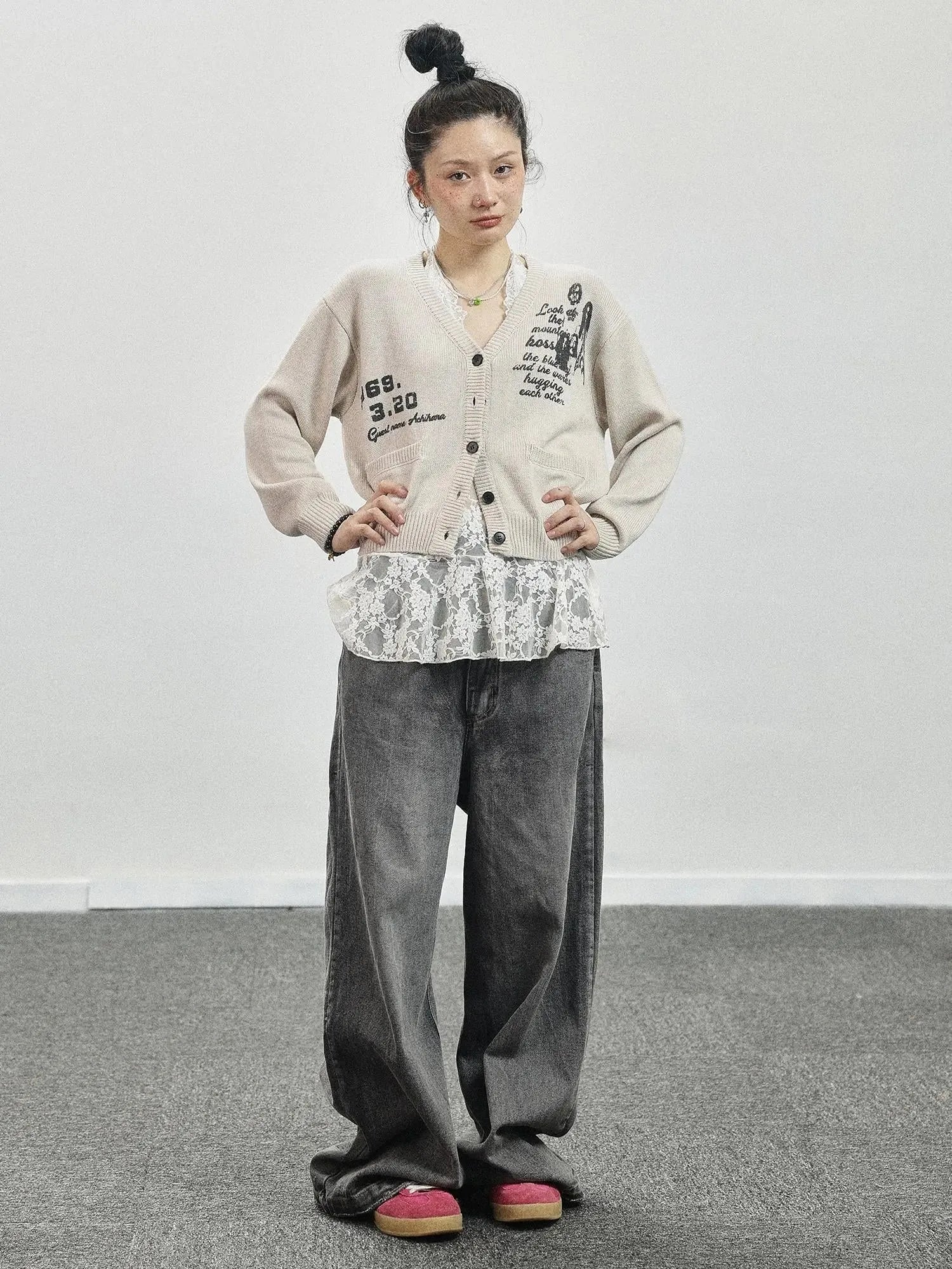 Vintage Love Knit Sweater With Lennon Ono Print