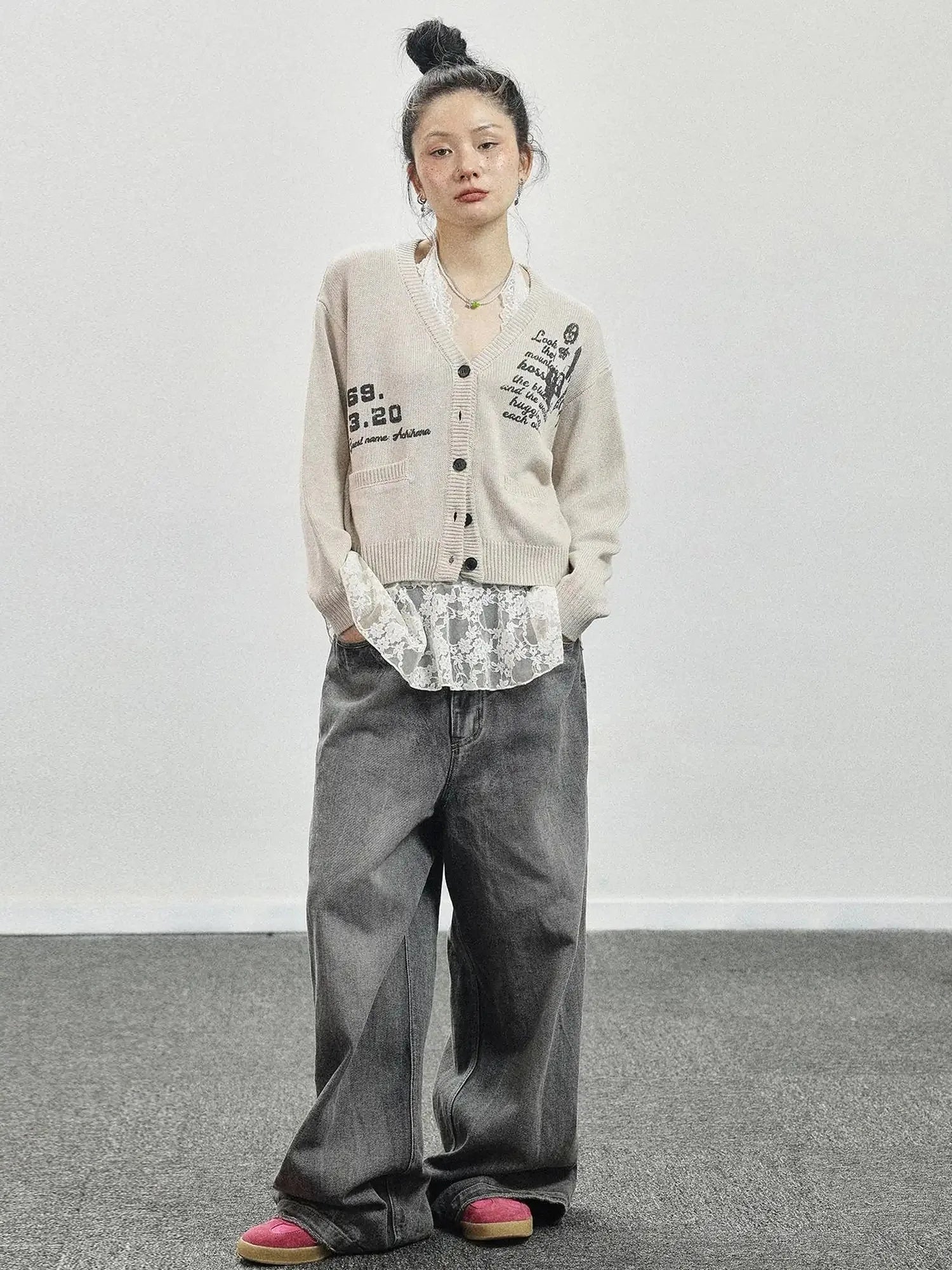 Vintage Love Knit Sweater With Lennon Ono Print