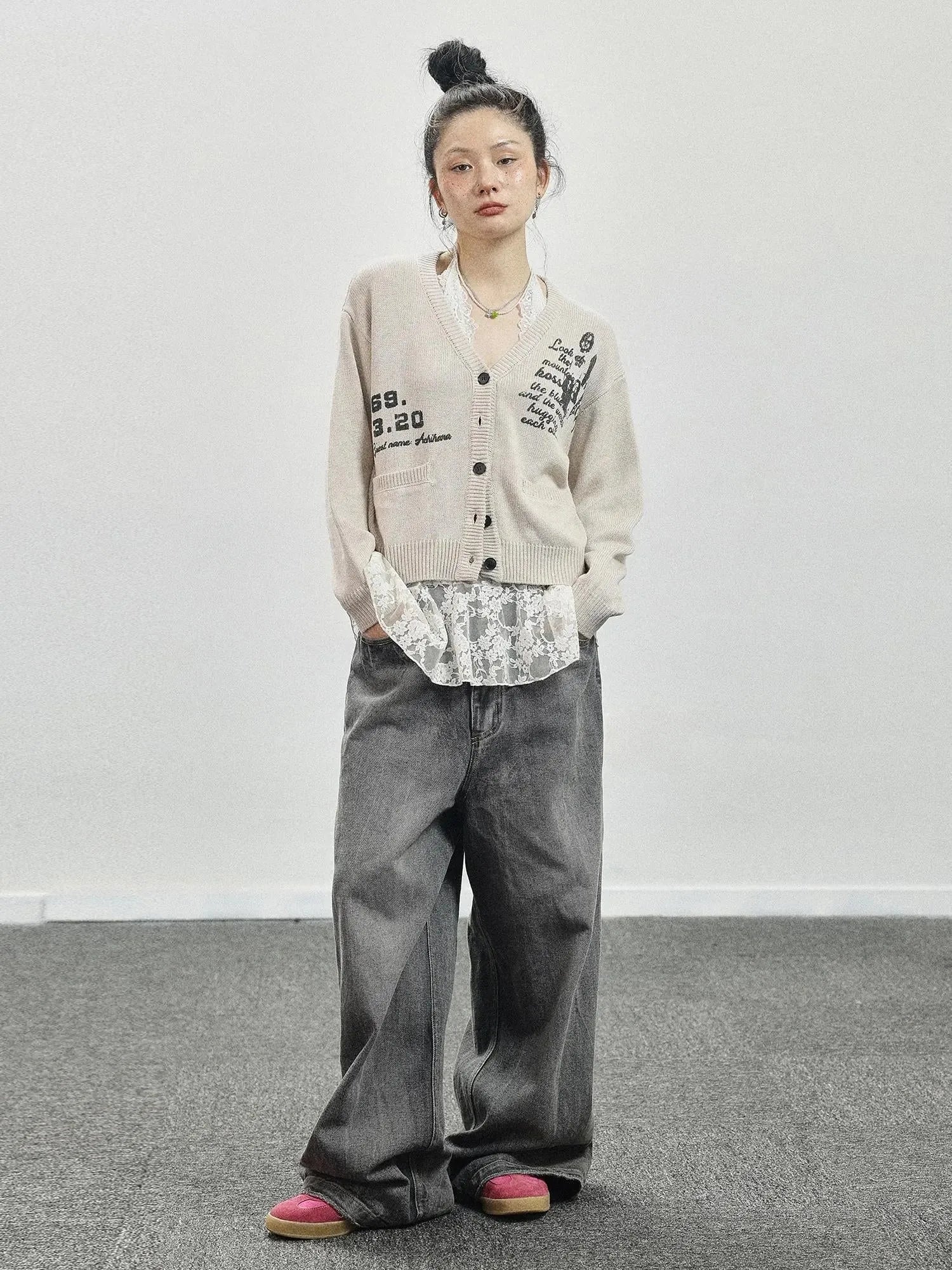Vintage Love Knit Sweater With Lennon Ono Print