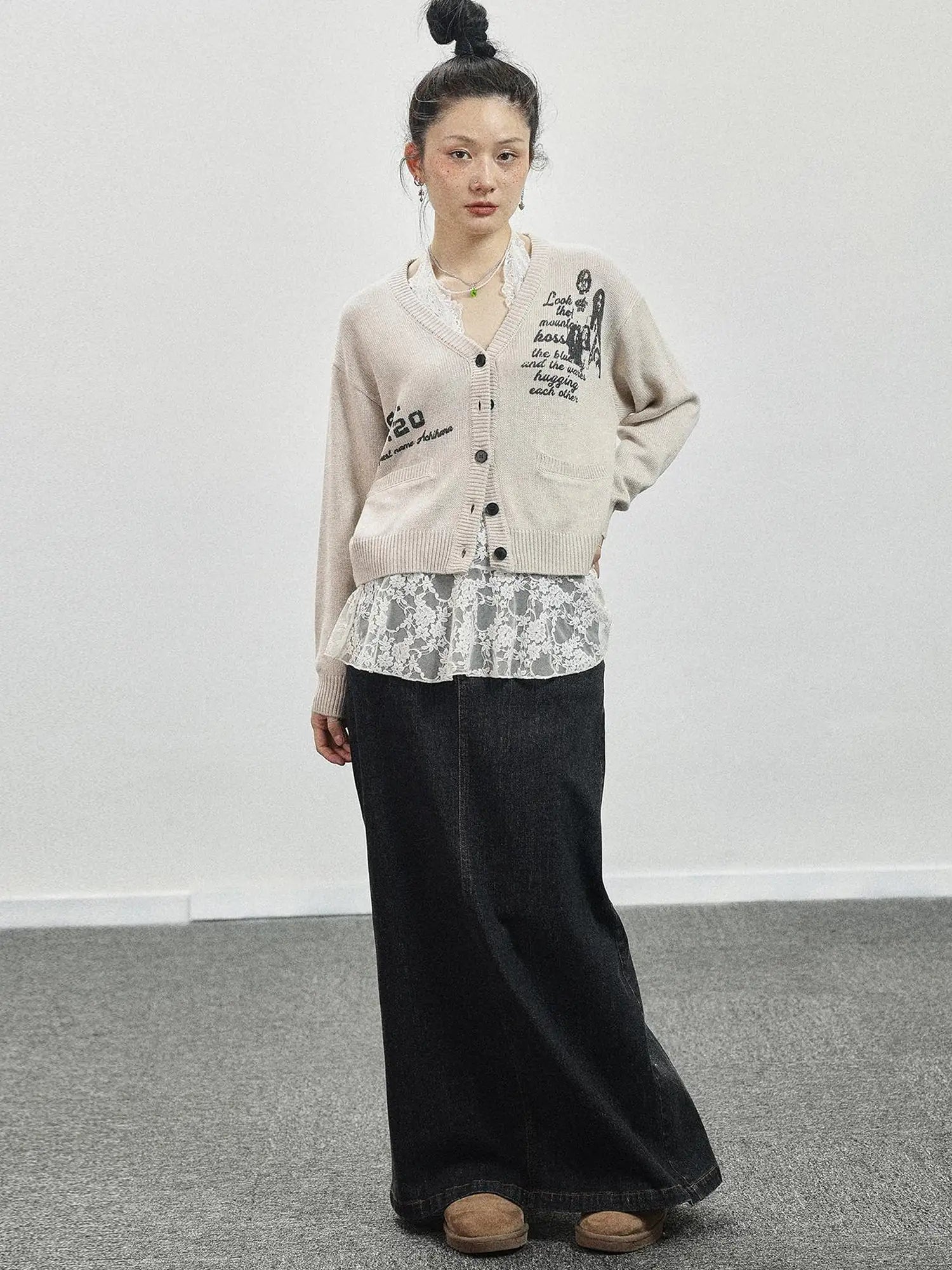 Vintage Love Knit Sweater With Lennon Ono Print