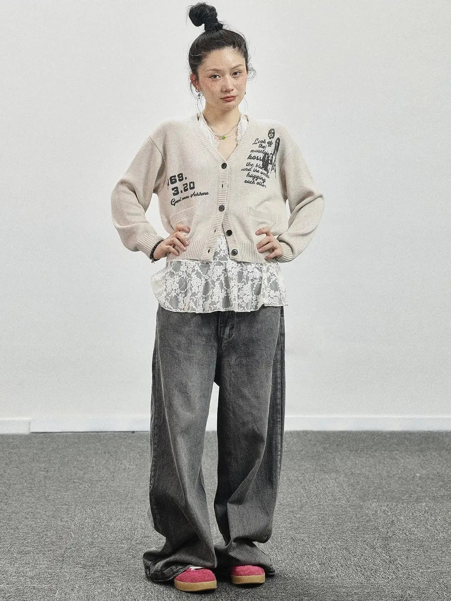 Vintage Love Knit Sweater With Lennon Ono Print