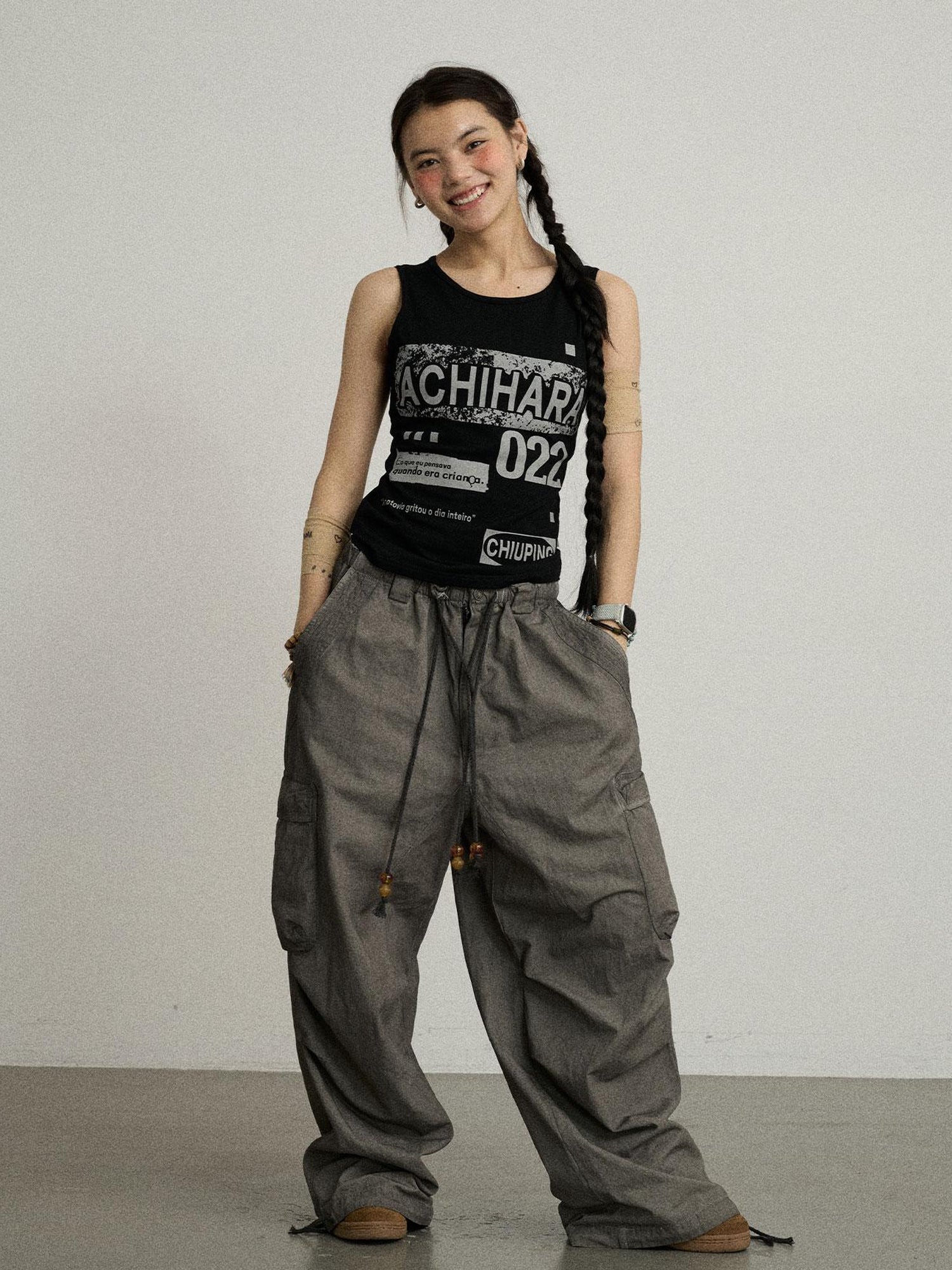 Achihara Vintage Pixel Print Summer Vest