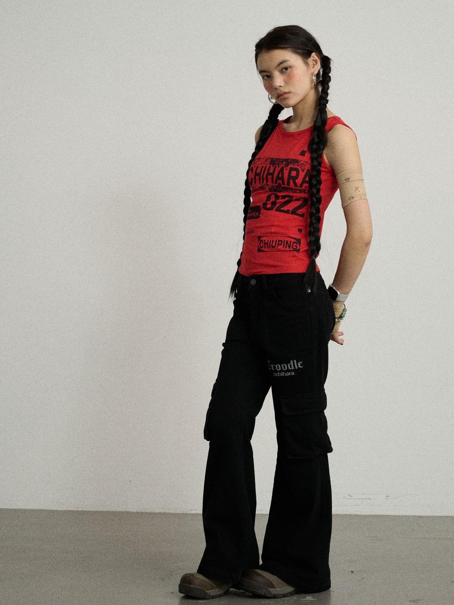 Achihara Vintage Pixel Print Summer Vest