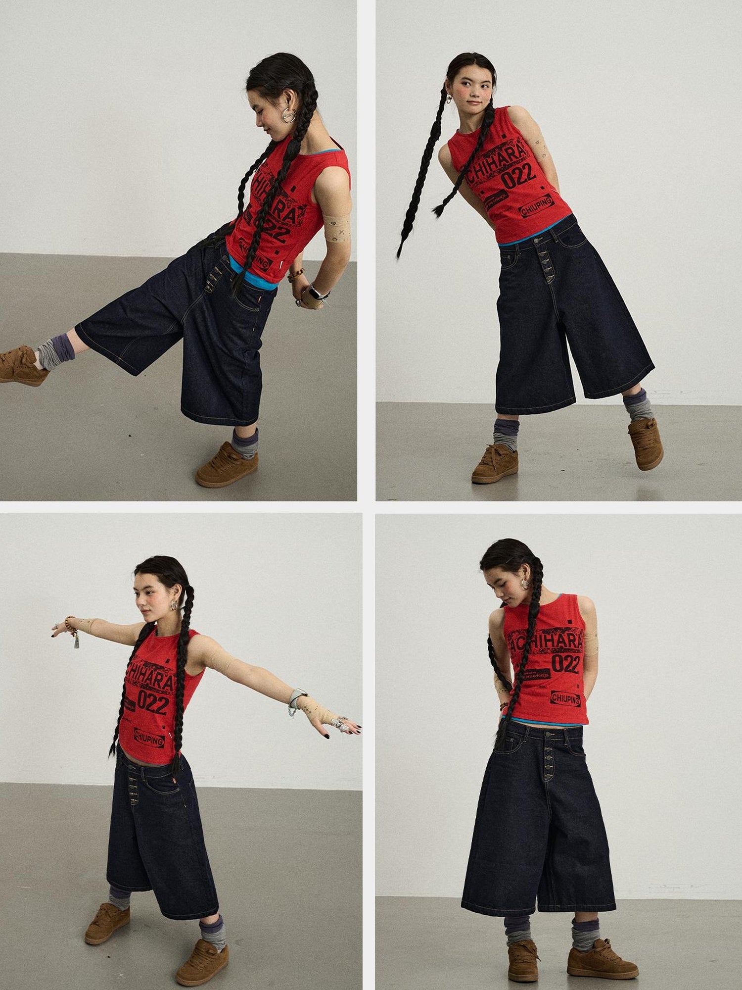 Achihara Vintage Pixel Print Summer Vest