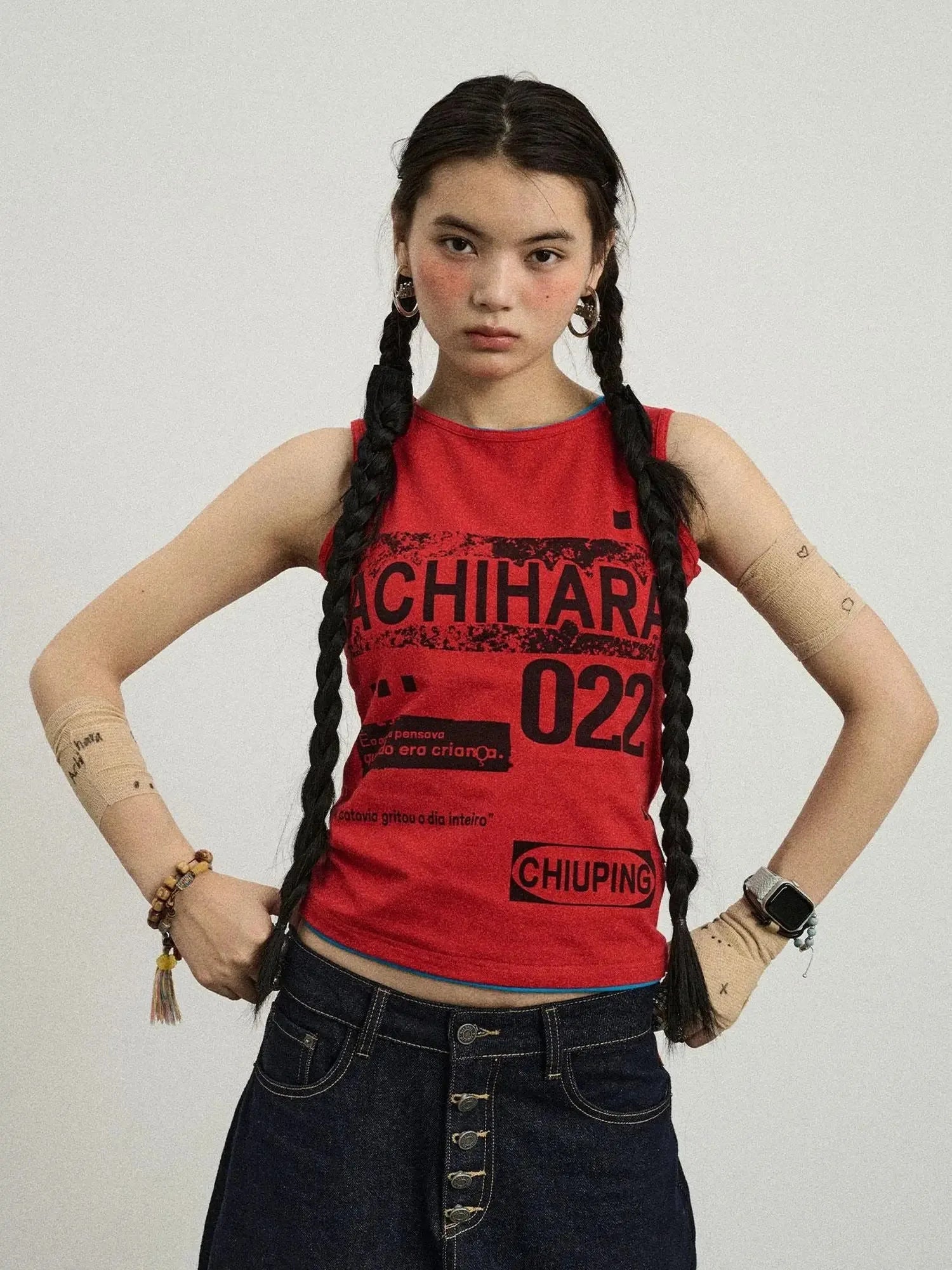 Vintage Pixel Print Summer Vest