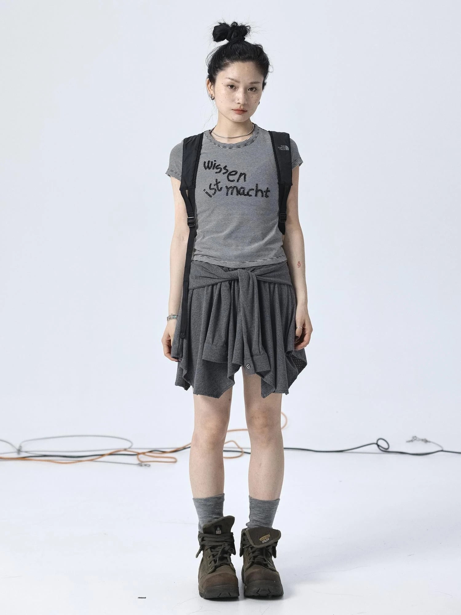 Vintage Striped Cylindrical Bead Embroidered Tee