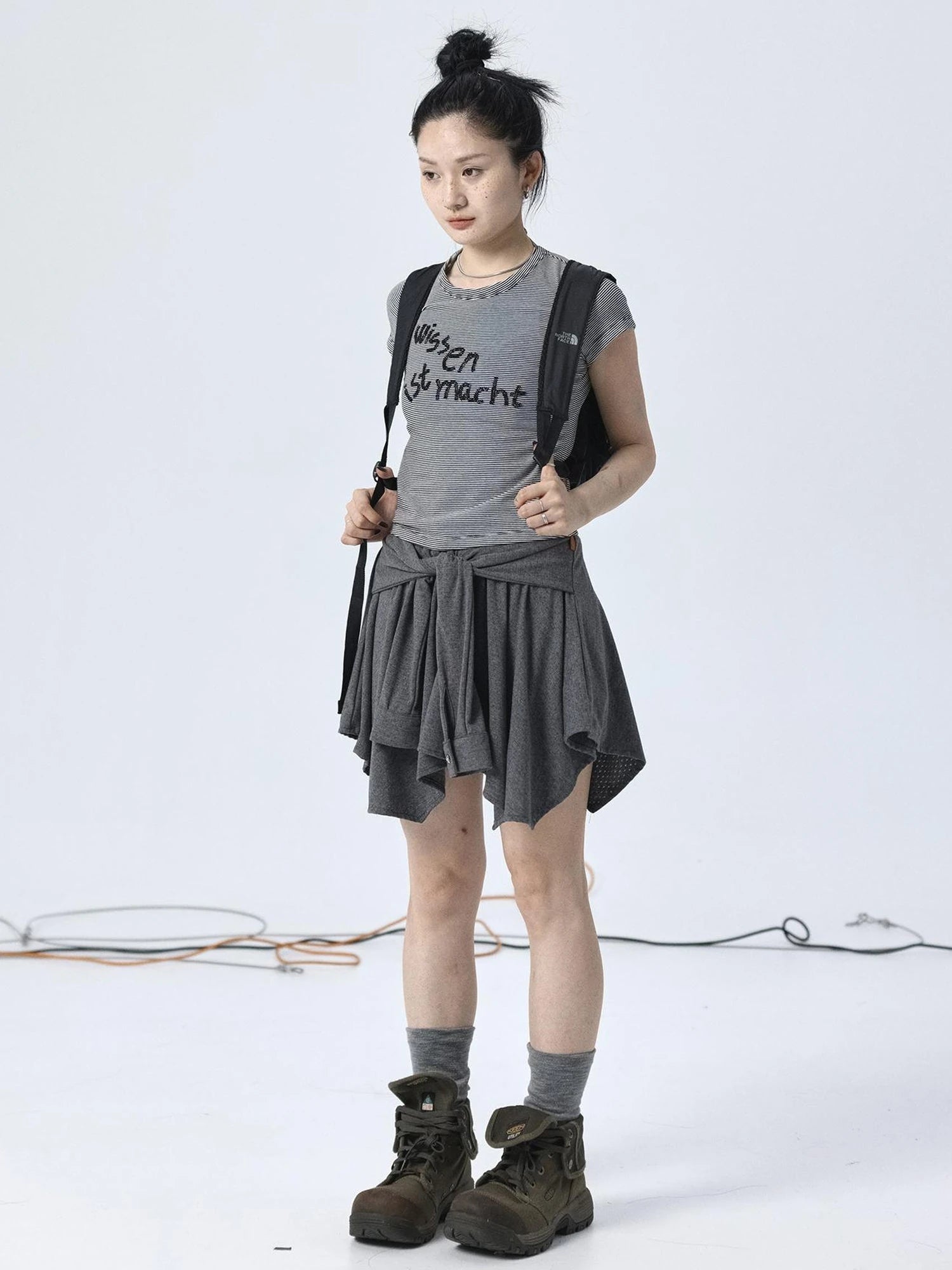 Vintage Striped Cylindrical Bead Embroidered Tee