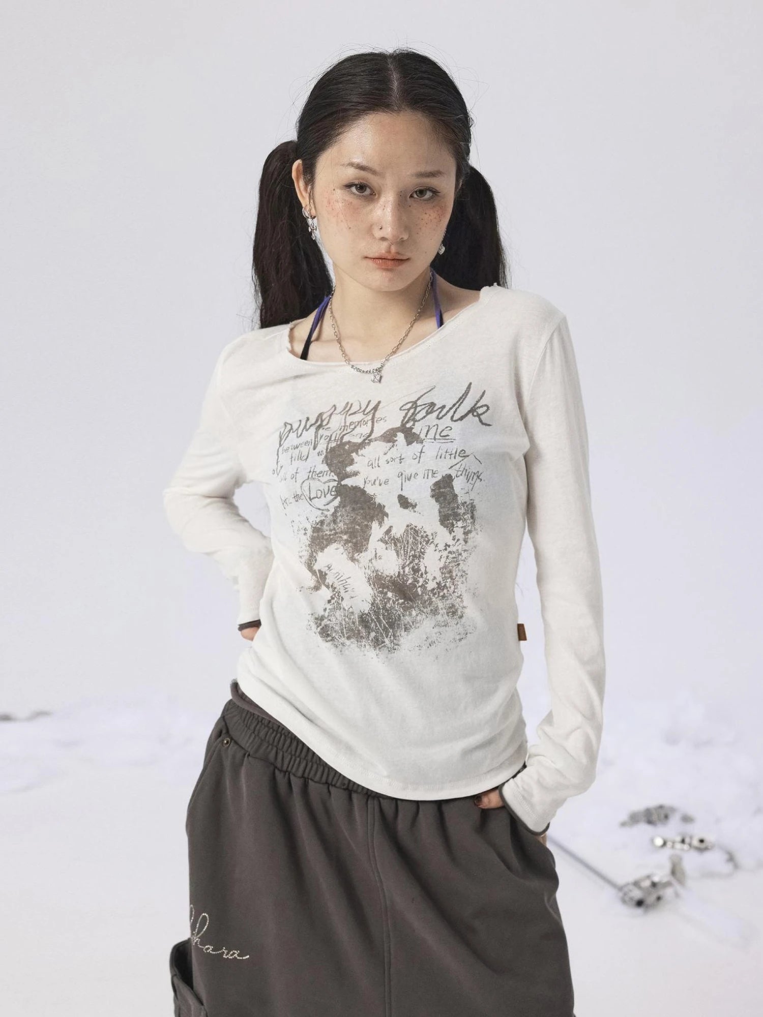 Vintage Sunscreen Pure Color Long Sleeve T Shirt