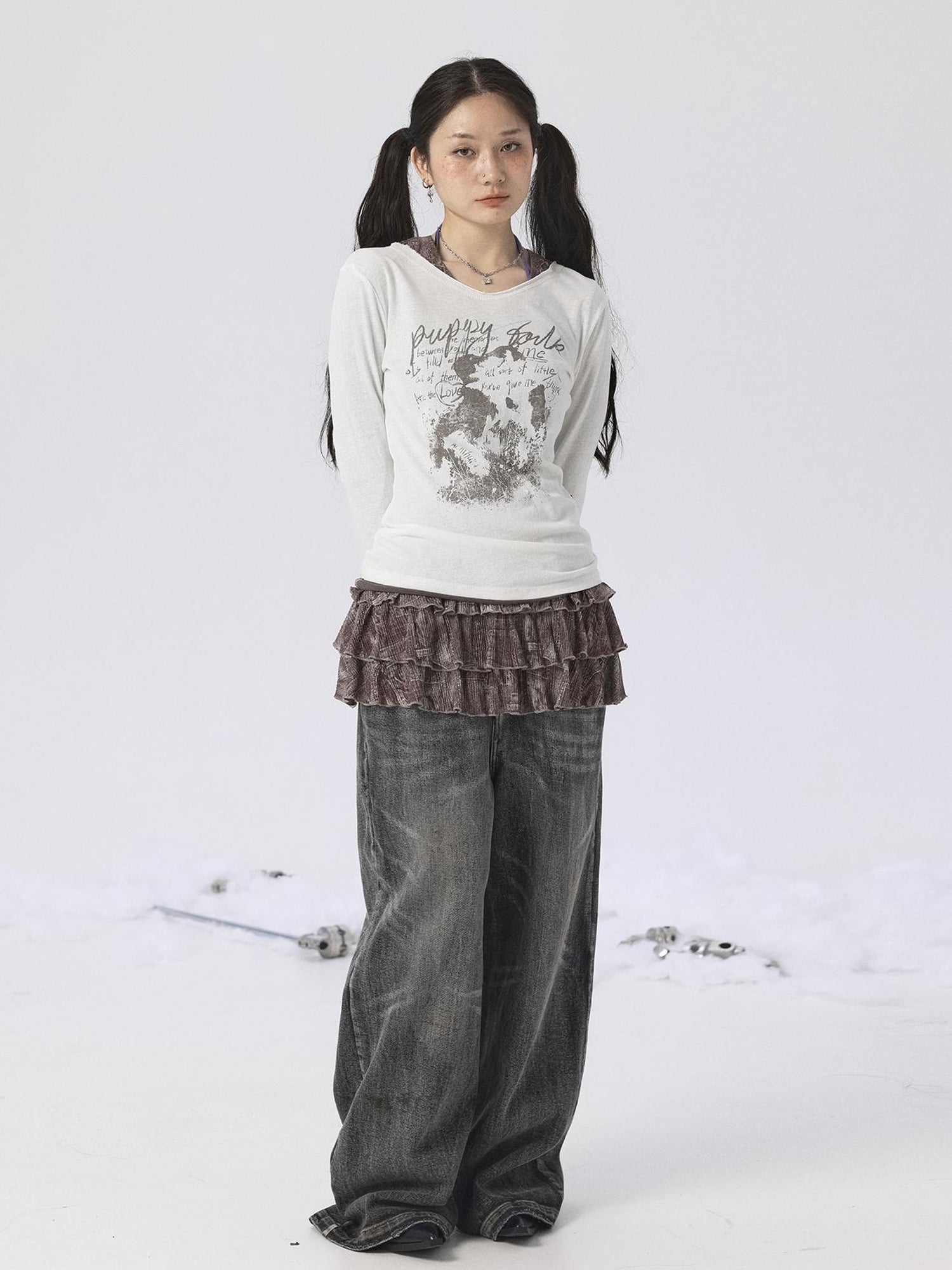 Achihara Vintage Sunscreen Pure Color Long Sleeve T Shirt