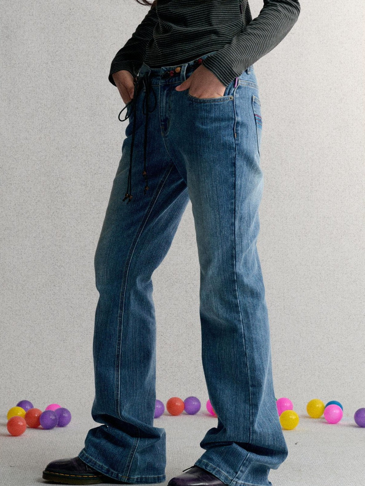 Achihara Vintage Wash Embroidered Denim Women&