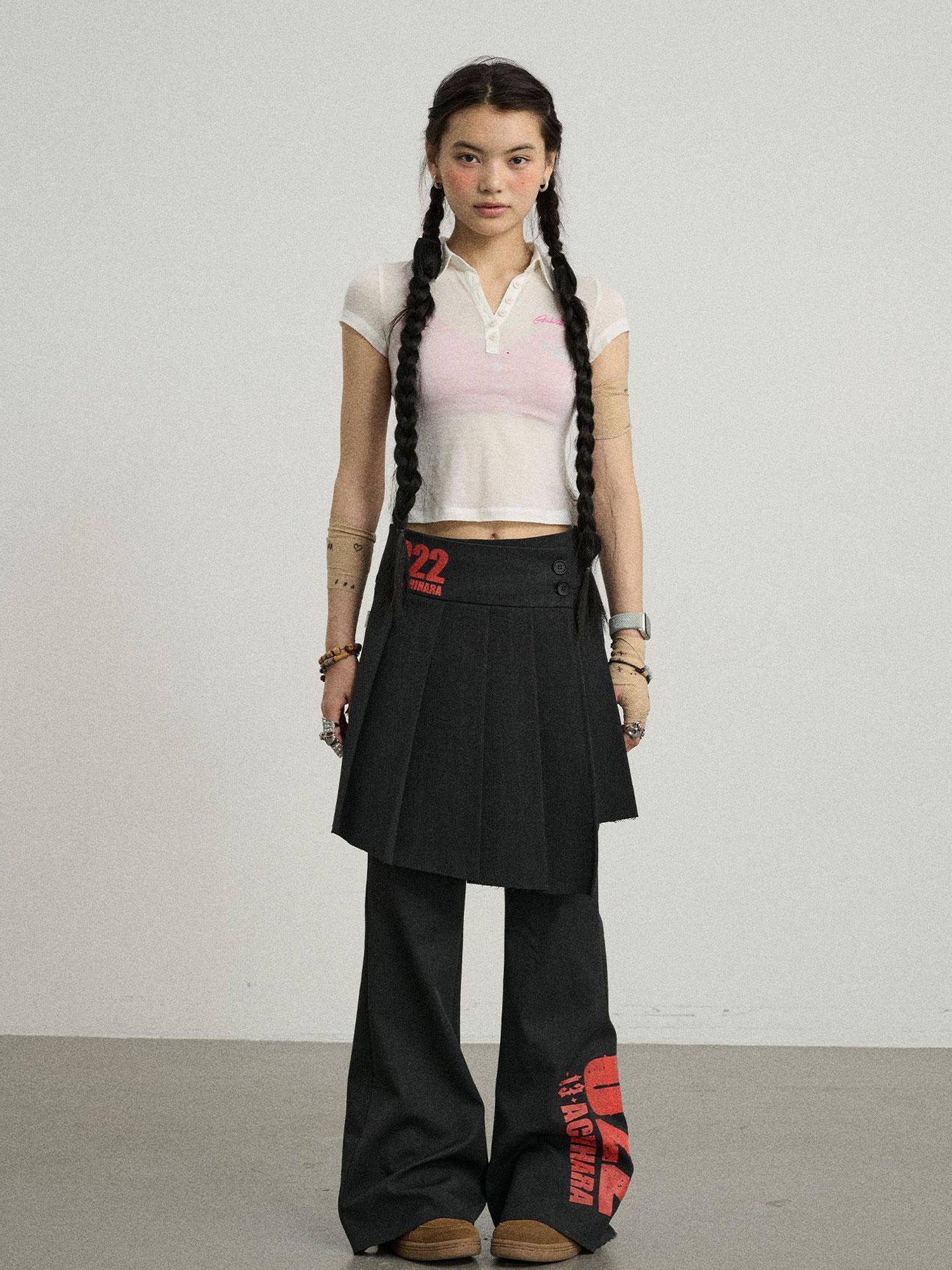 Achihara Volcanic Sculpture Pleated Skirt