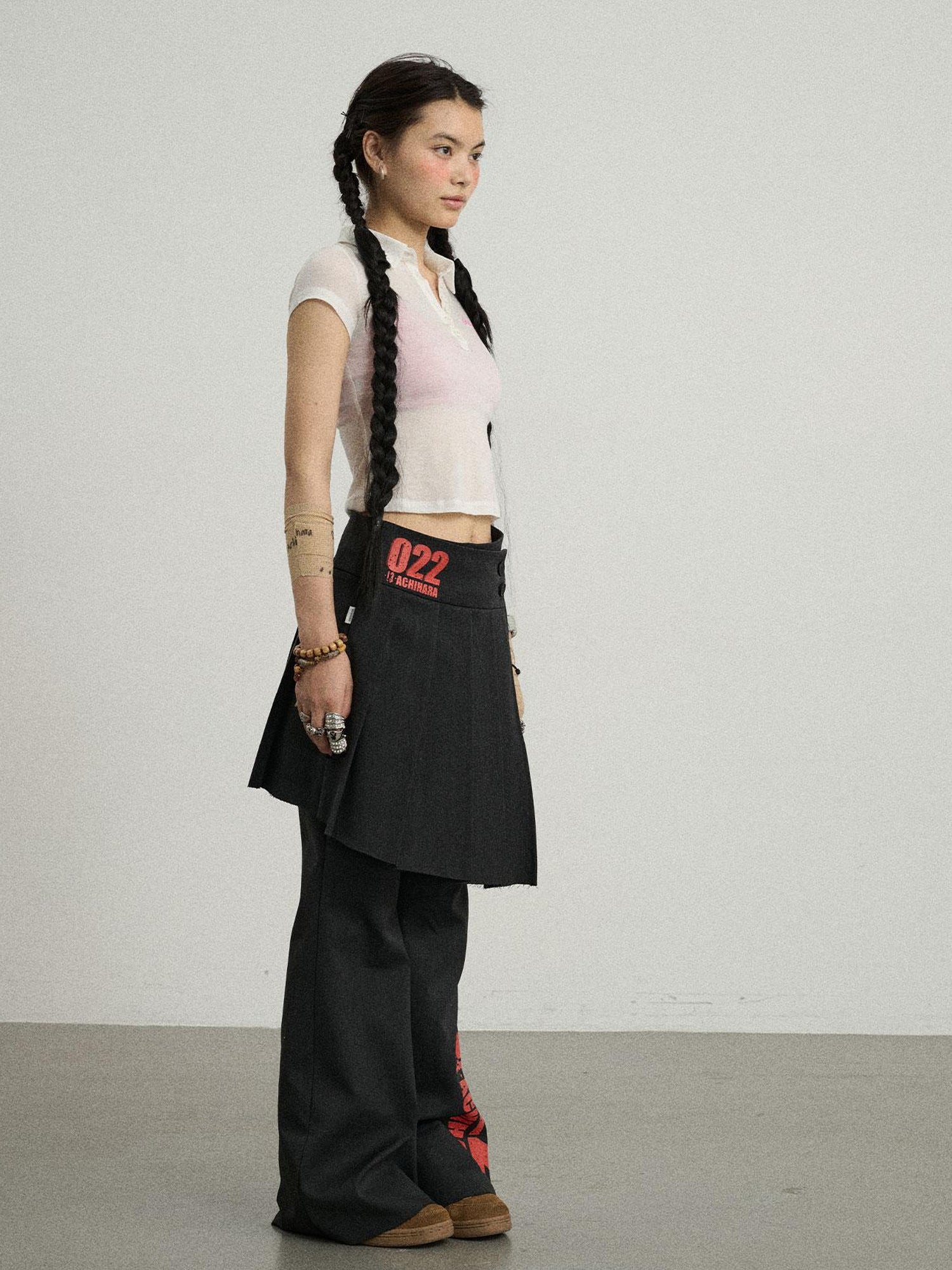 Achihara Volcanic Sculpture Pleated Skirt