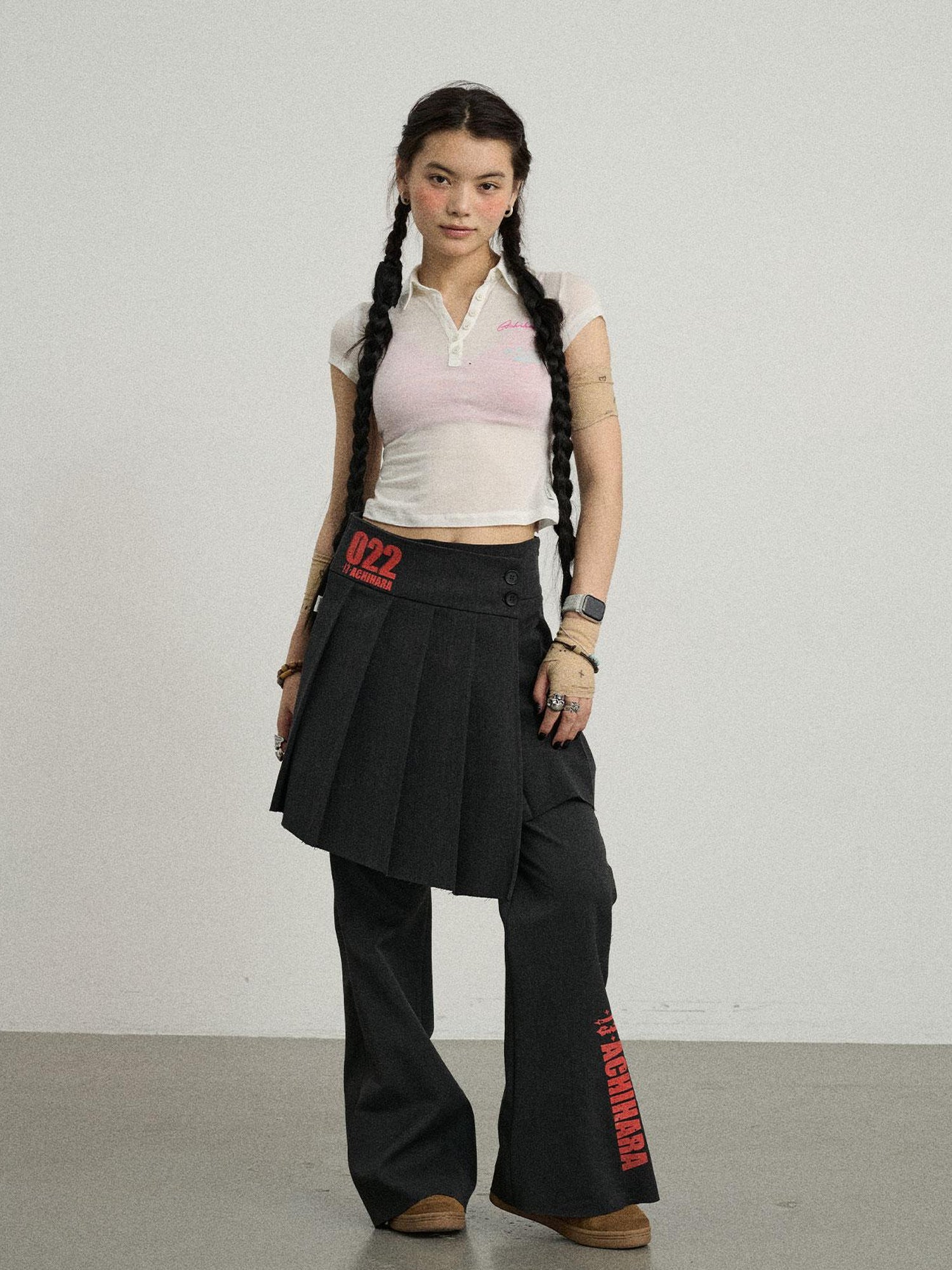 Achihara Volcanic Sculpture Pleated Skirt
