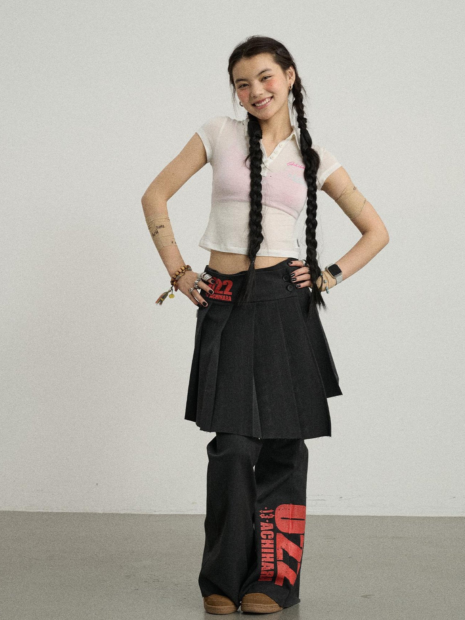 Achihara Volcanic Sculpture Pleated Skirt