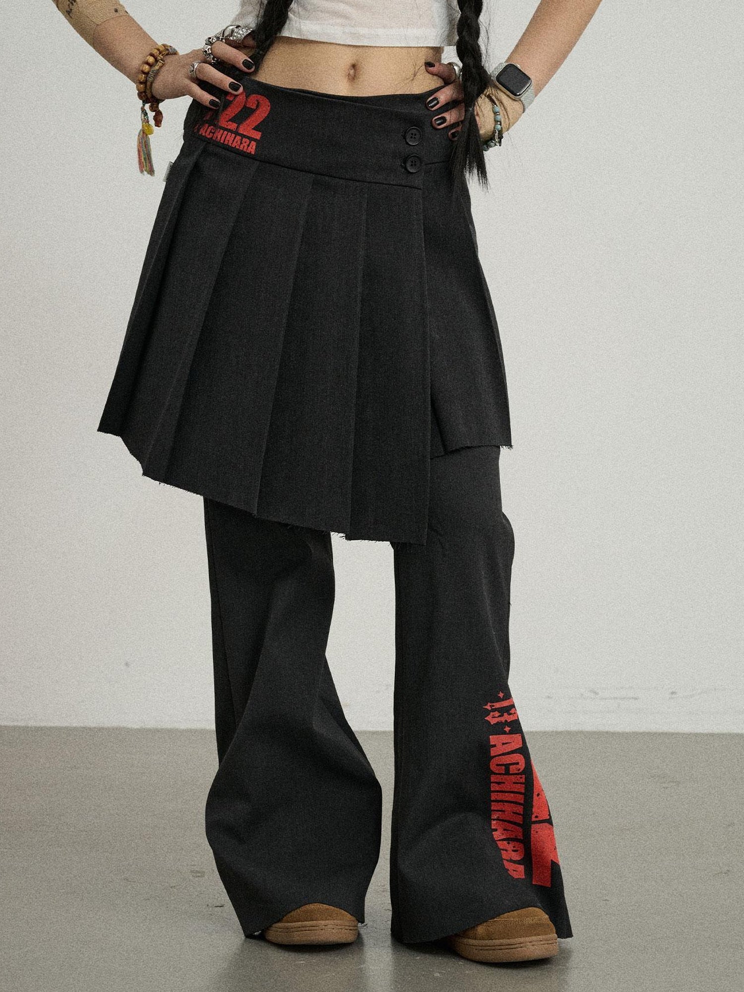 Achihara Volcanic Sculpture Pleated Skirt