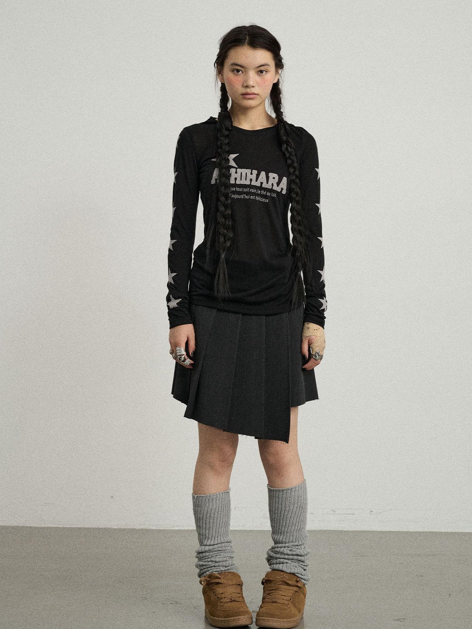 Achihara Volcanic Sculpture Pleated Skirt