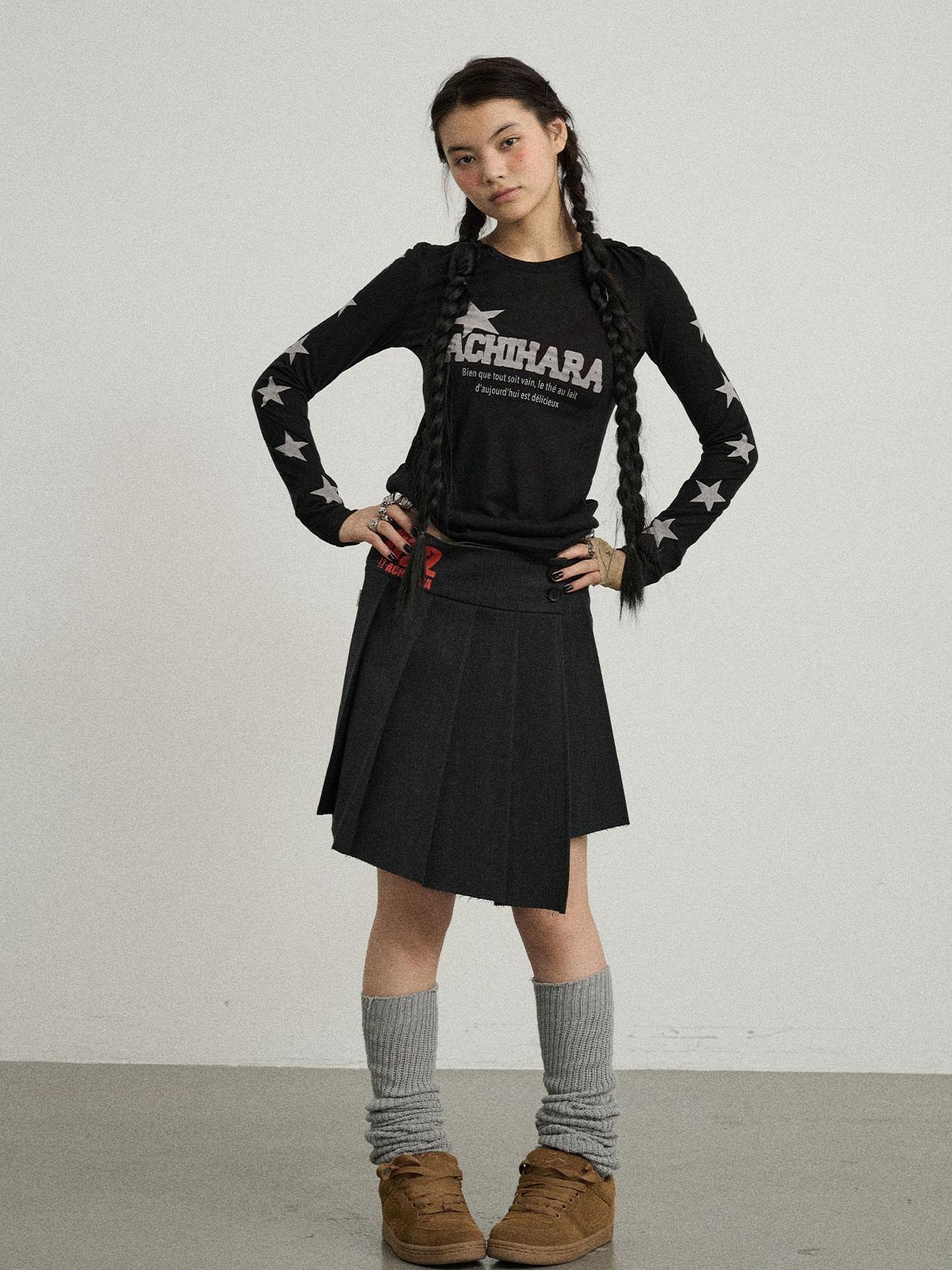 Achihara Volcanic Sculpture Pleated Skirt
