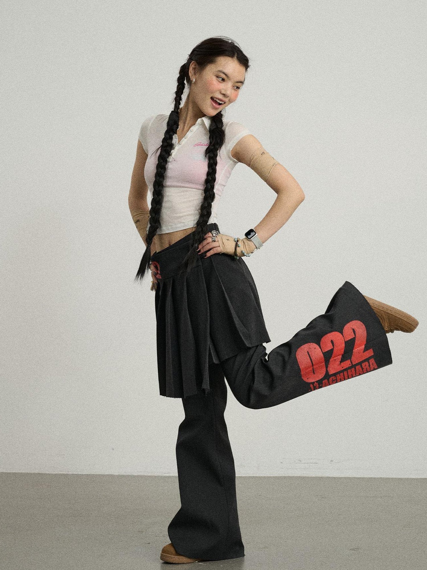 Achihara Volcanic Sculpture Wide Leg Trousers