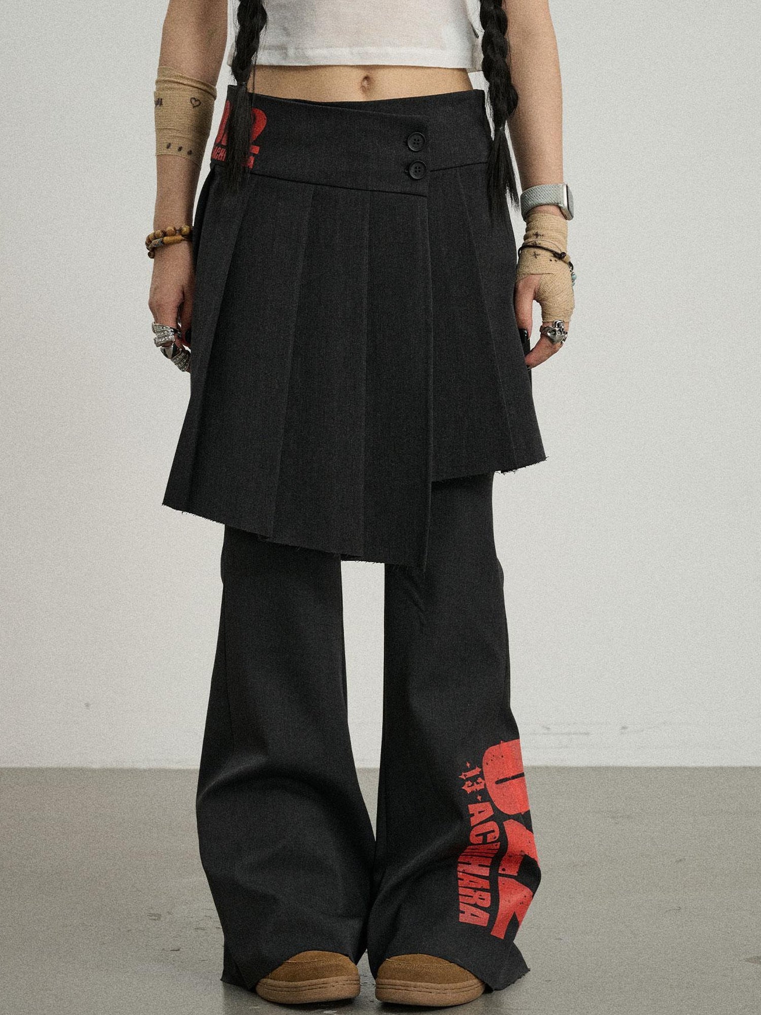 Achihara Volcanic Sculpture Wide Leg Trousers