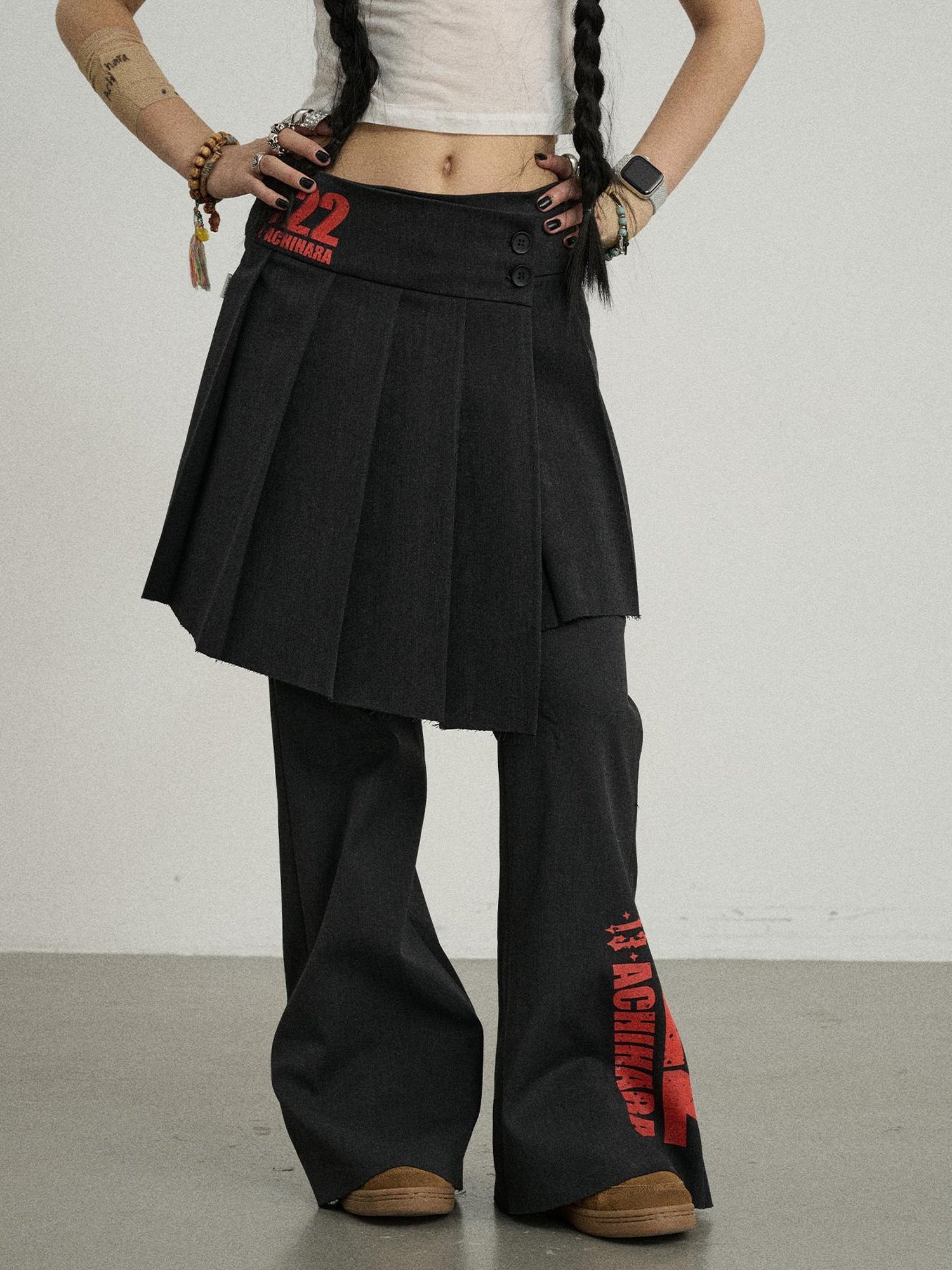 Achihara Volcanic Sculpture Wide Leg Trousers