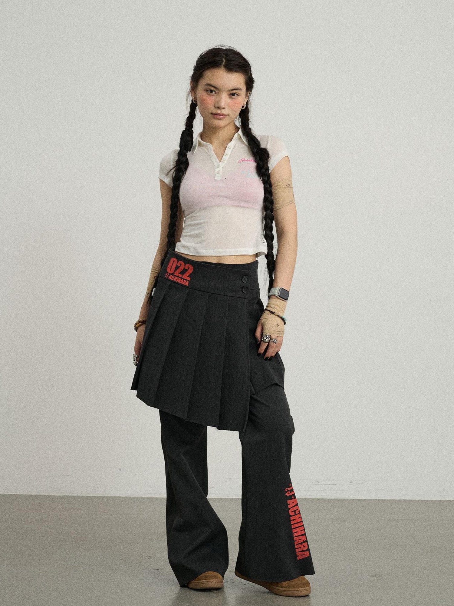 Achihara Volcanic Sculpture Wide Leg Trousers