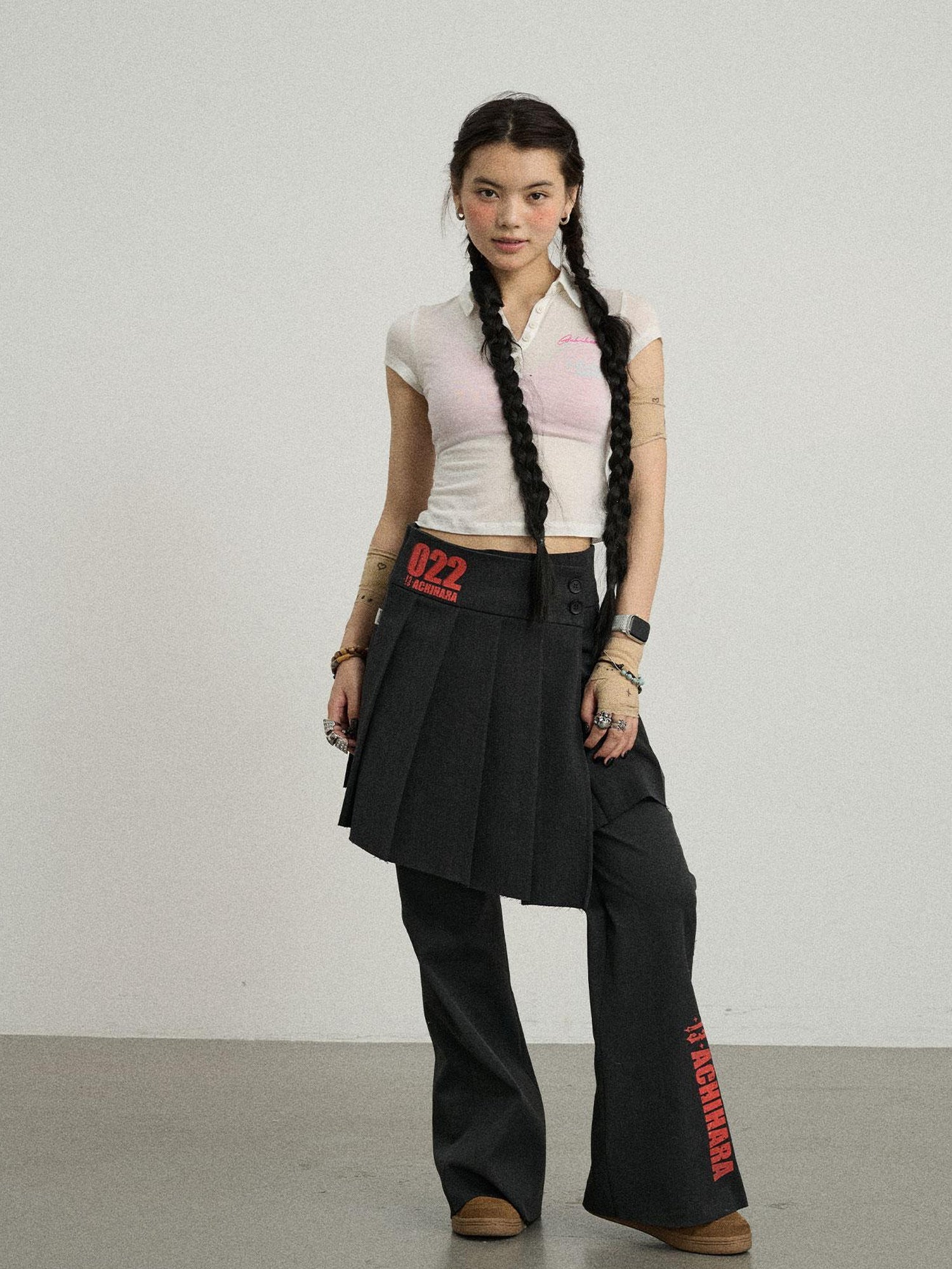 Achihara Volcanic Sculpture Wide Leg Trousers