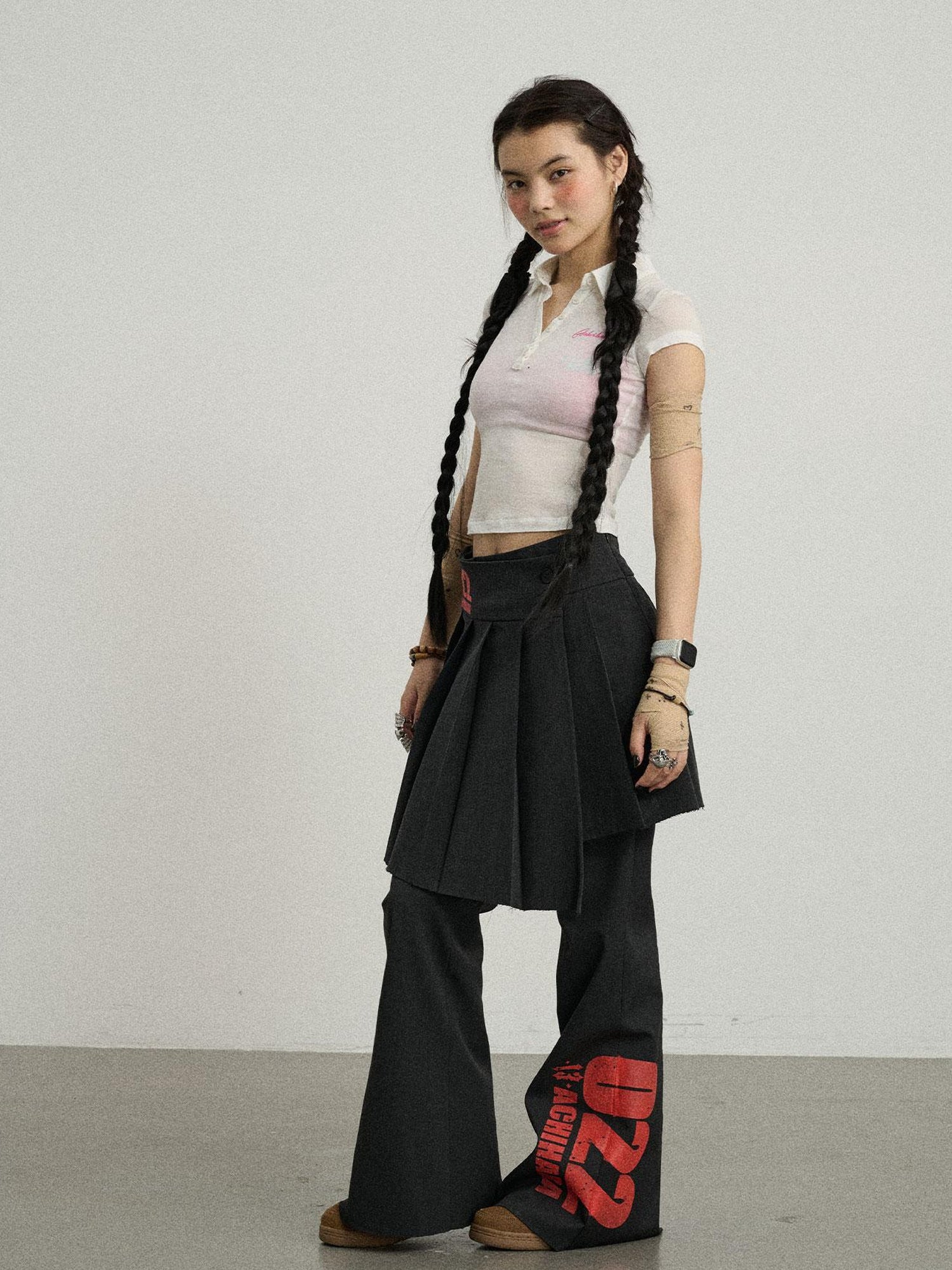 Achihara Volcanic Sculpture Wide Leg Trousers