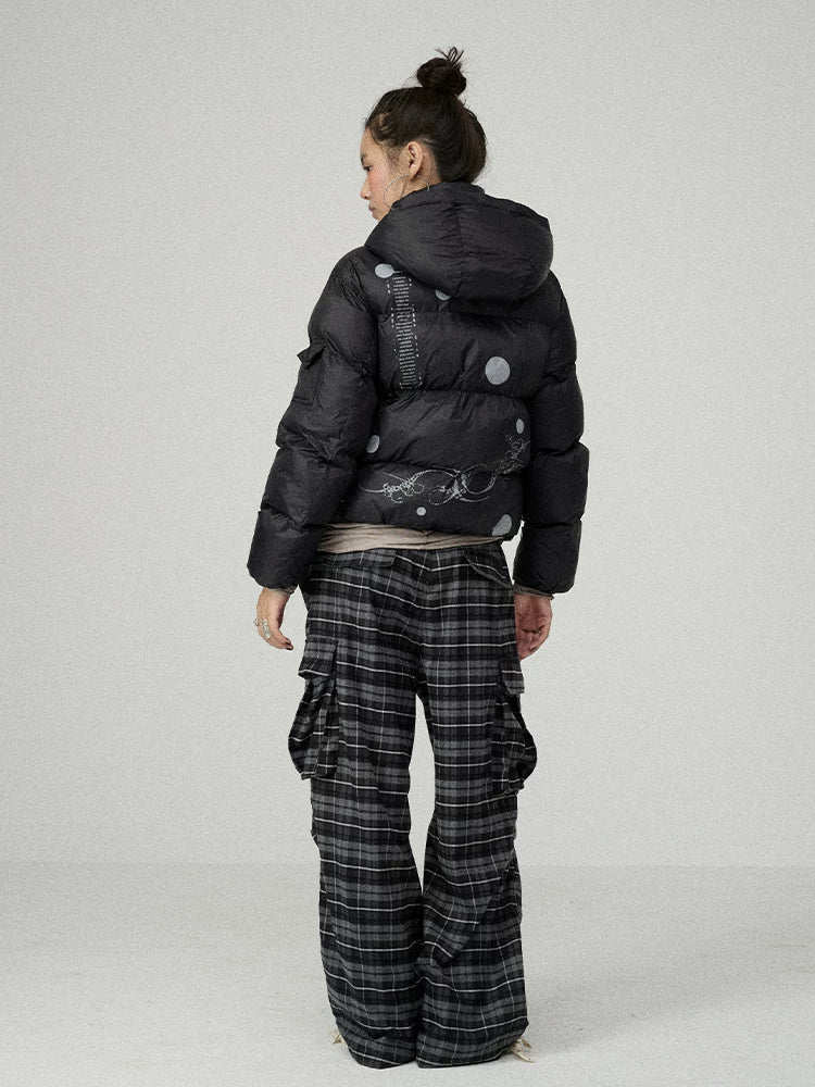 Achihara Warm Hooded Cropped Straight Fit Zip Up Solid Women Outerwear Puffer Jacket-3