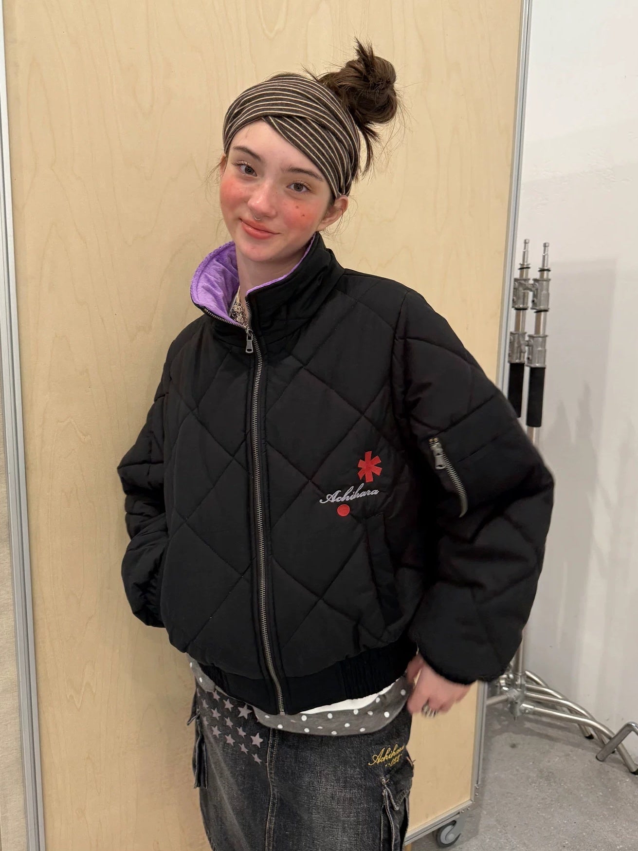 Achihara Warm Straight Fit Stand Collar Zip Commuter Women Solid Puffer Jacket