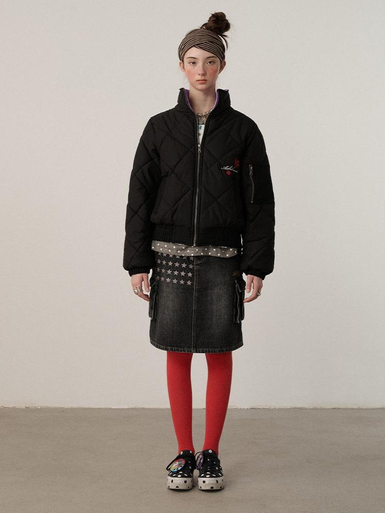 Achihara Warm Straight Fit Stand Collar Zip Commuter Women Solid Puffer Jacket