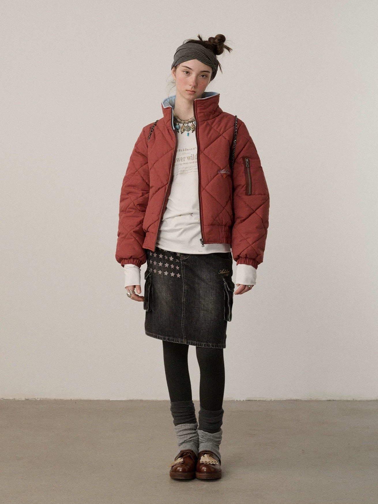 Achihara Warm Straight Fit Stand Collar Zip Commuter Women Solid Puffer Jacket