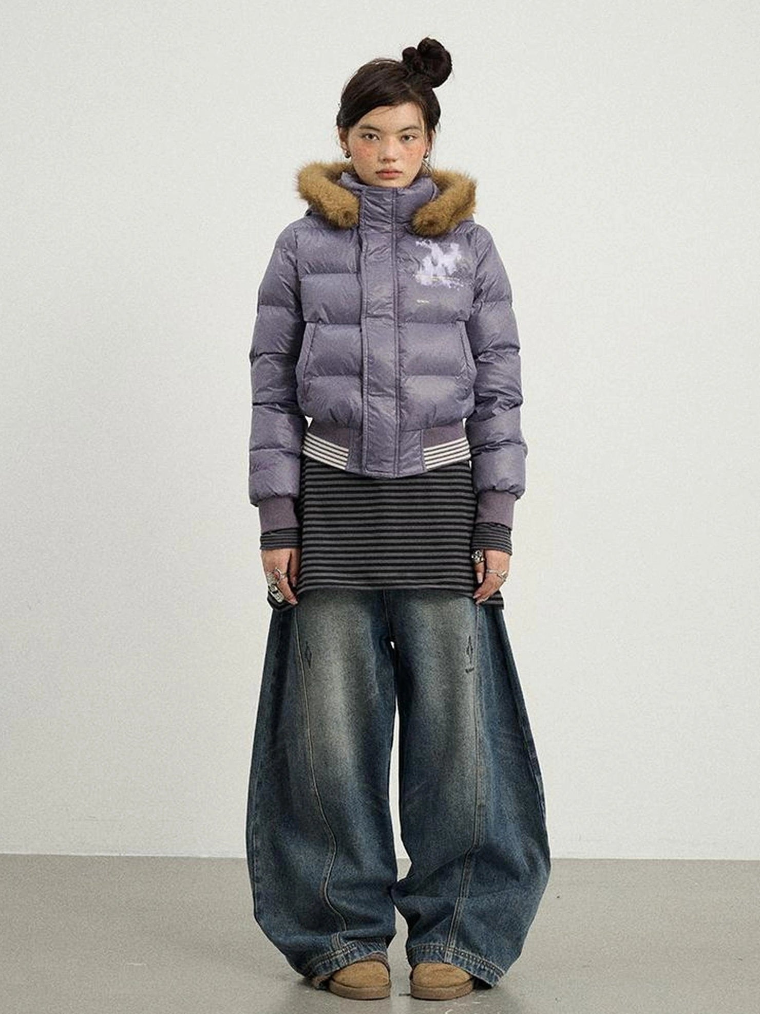 Achihara Warm Thickened Hooded Zip Front Long Sleeve For Women Quilted Puffer Jacket