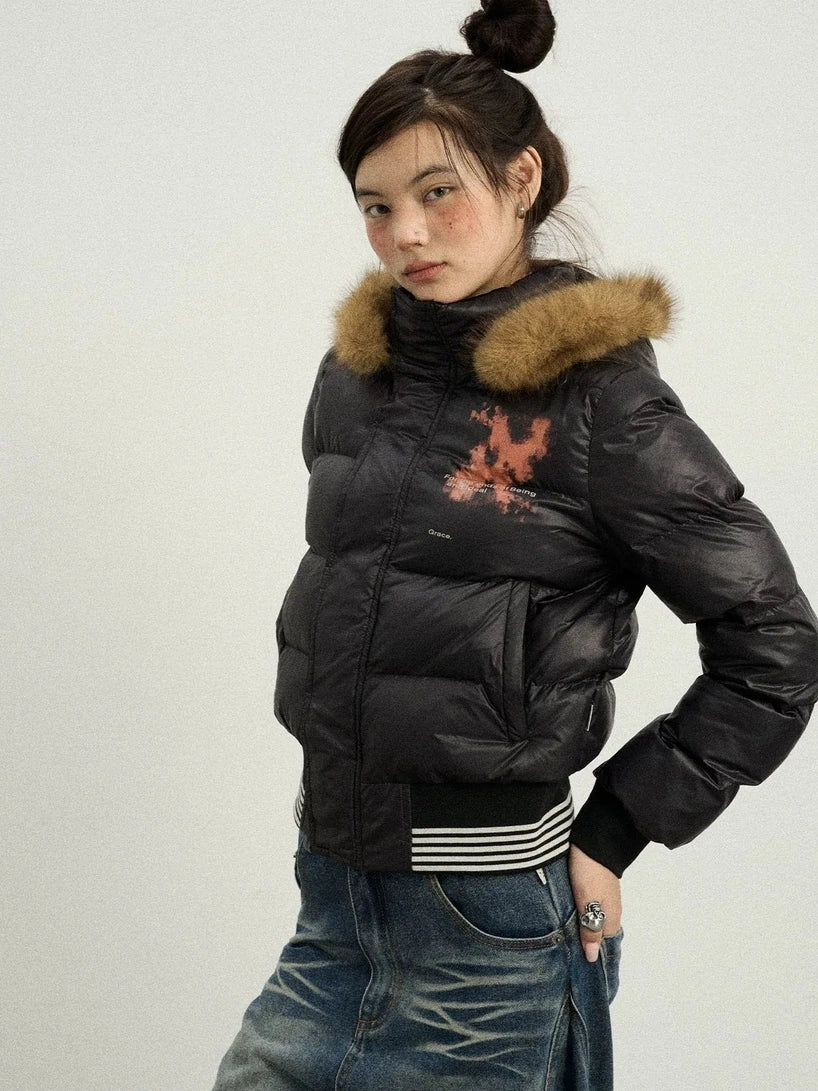 Achihara Warm Thickened Hooded Zip Front Long Sleeve For Women Quilted Puffer Jacket