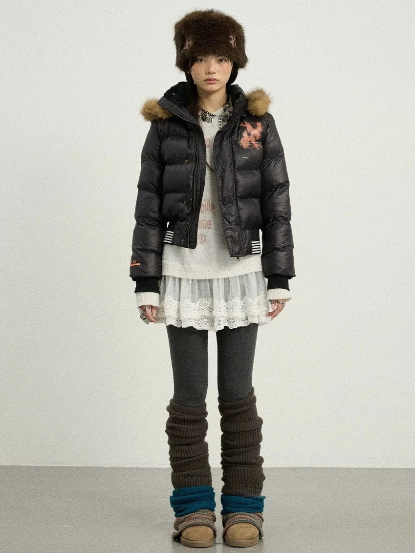 Achihara Warm Thickened Hooded Zip Front Long Sleeve For Women Quilted Puffer Jacket