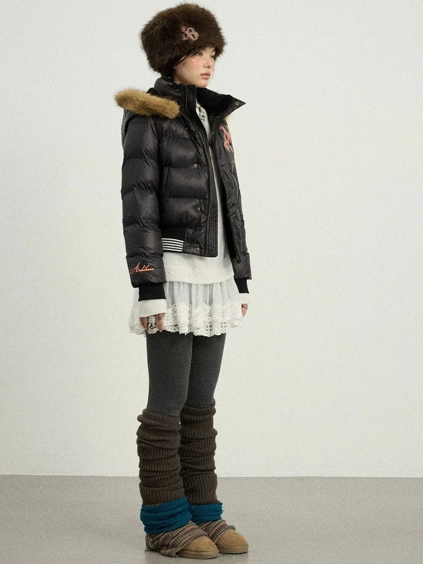 Achihara Warm Thickened Hooded Zip Front Long Sleeve For Women Quilted Puffer Jacket