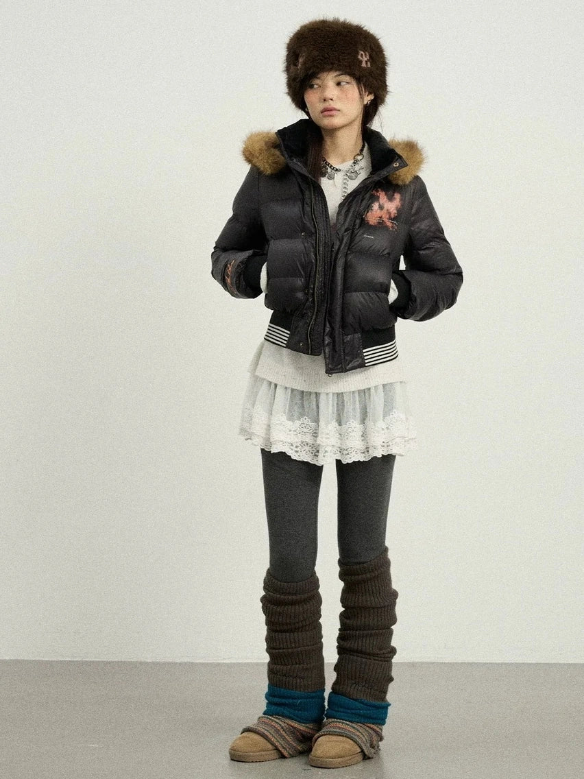 Achihara Warm Thickened Hooded Zip Front Long Sleeve For Women Quilted Puffer Jacket