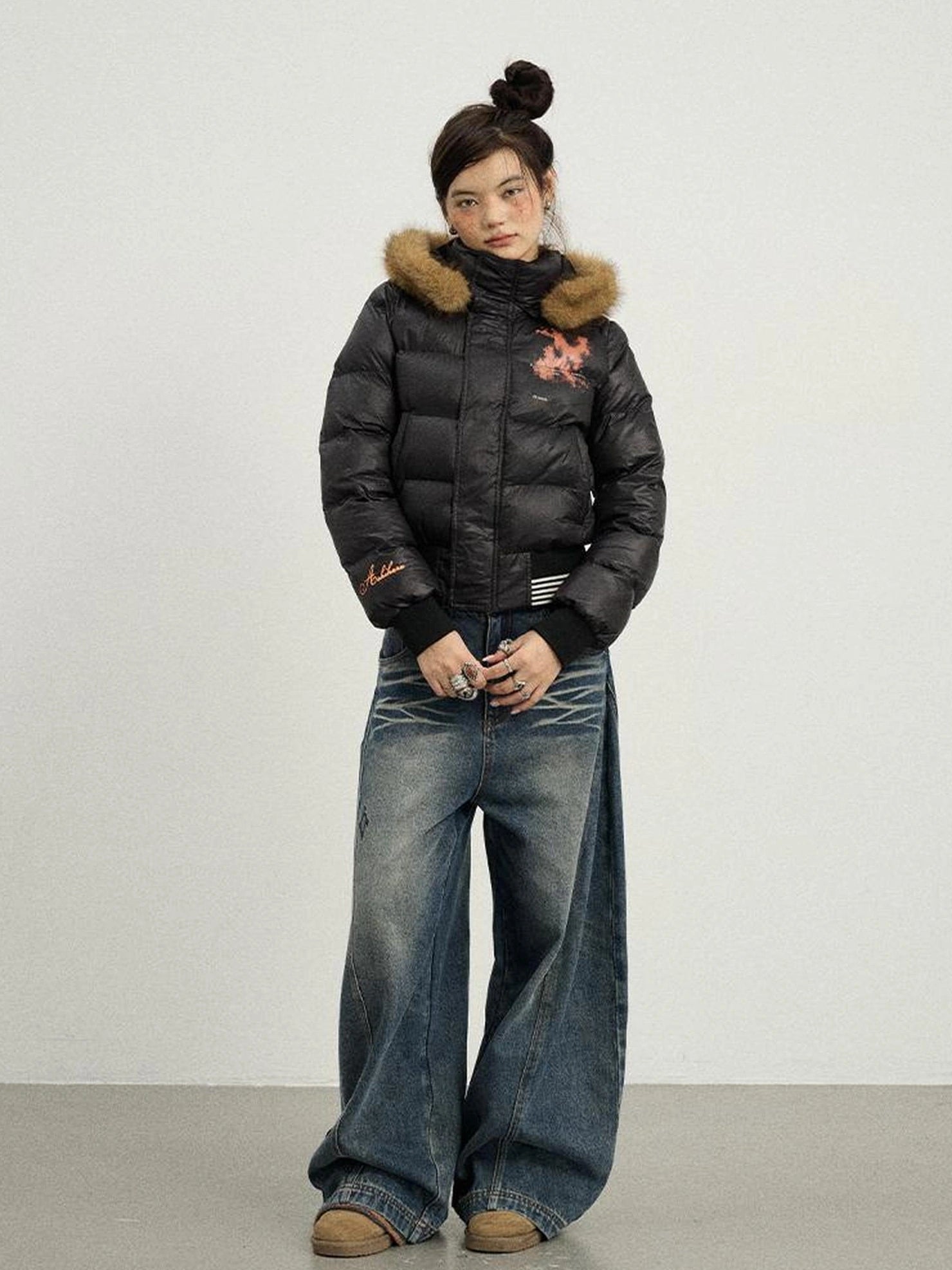 Achihara Warm Thickened Hooded Zip Front Long Sleeve For Women Quilted Puffer Jacket