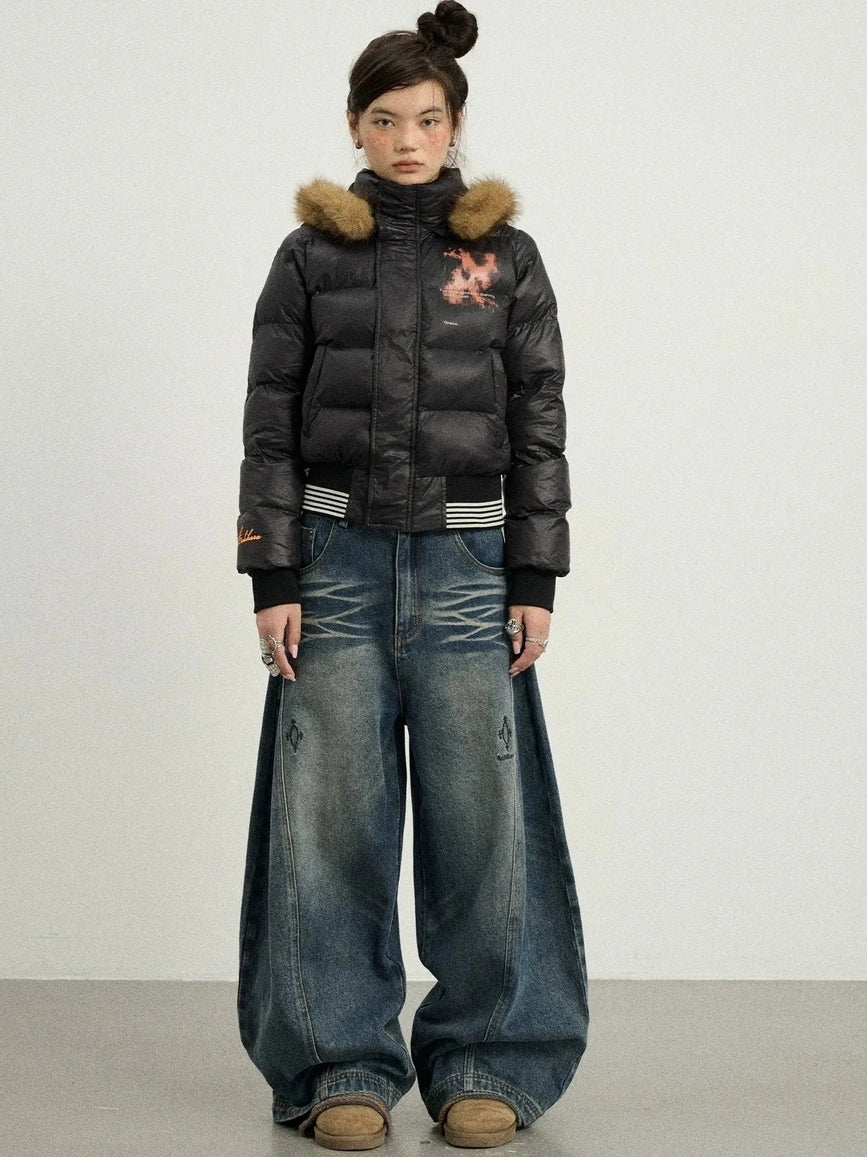 Achihara Warm Thickened Hooded Zip Front Long Sleeve For Women Quilted Puffer Jacket