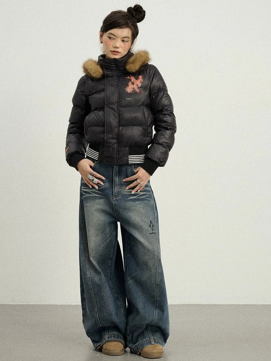 Achihara Warm Thickened Hooded Zip Front Long Sleeve For Women Quilted Puffer Jacket