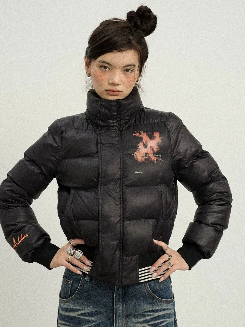 Achihara Warm Thickened Hooded Zip Front Long Sleeve For Women Quilted Puffer Jacket